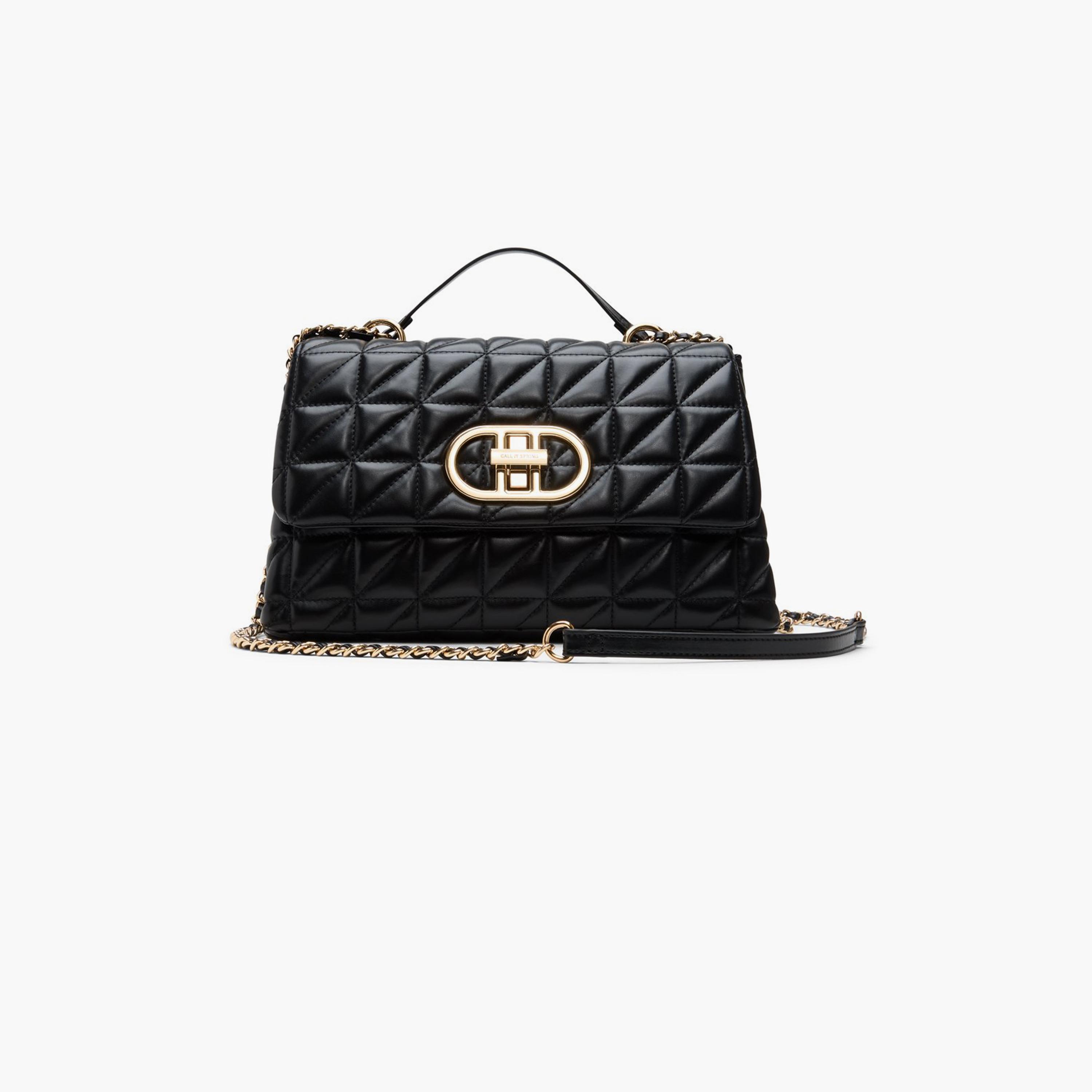 Call it Spring ZOLINA Quilted Top Handle Shoulder Bag with Twist Lock and Chain Strap | 21 X 10 X 29 CM-women-bagsandwallets-handbags-image-1