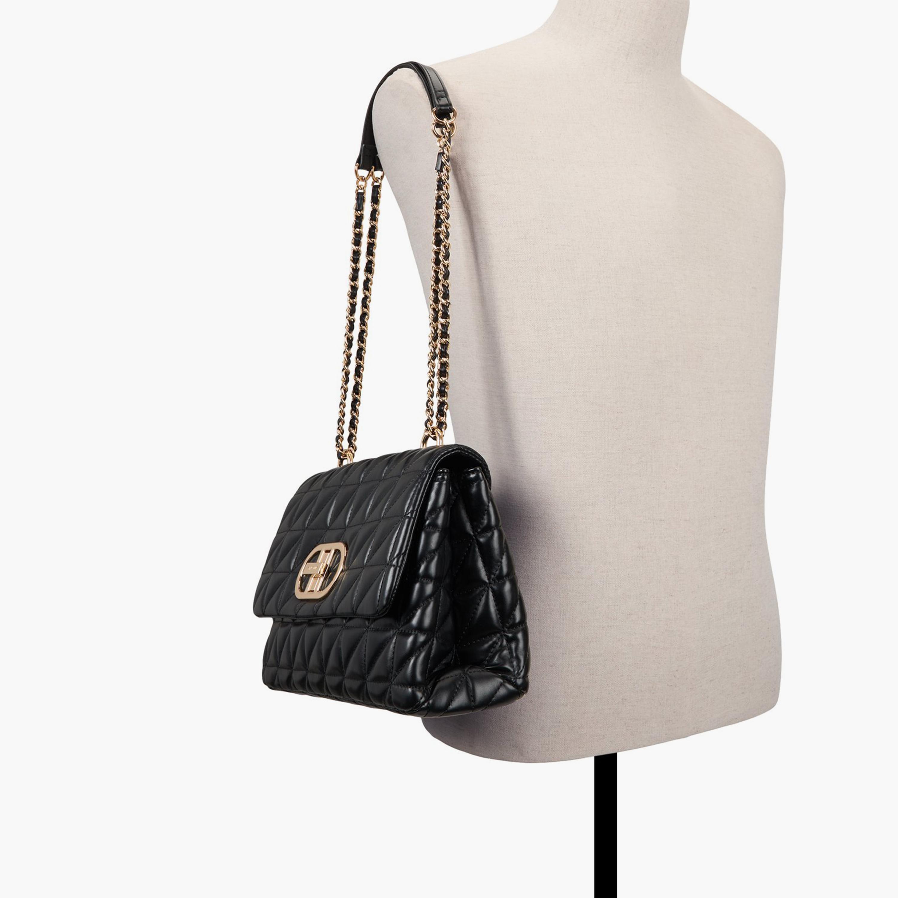 Call it Spring ZOLINA Quilted Top Handle Shoulder Bag with Twist Lock and Chain Strap | 21 X 10 X 29 CM-women-bagsandwallets-handbags-image-5