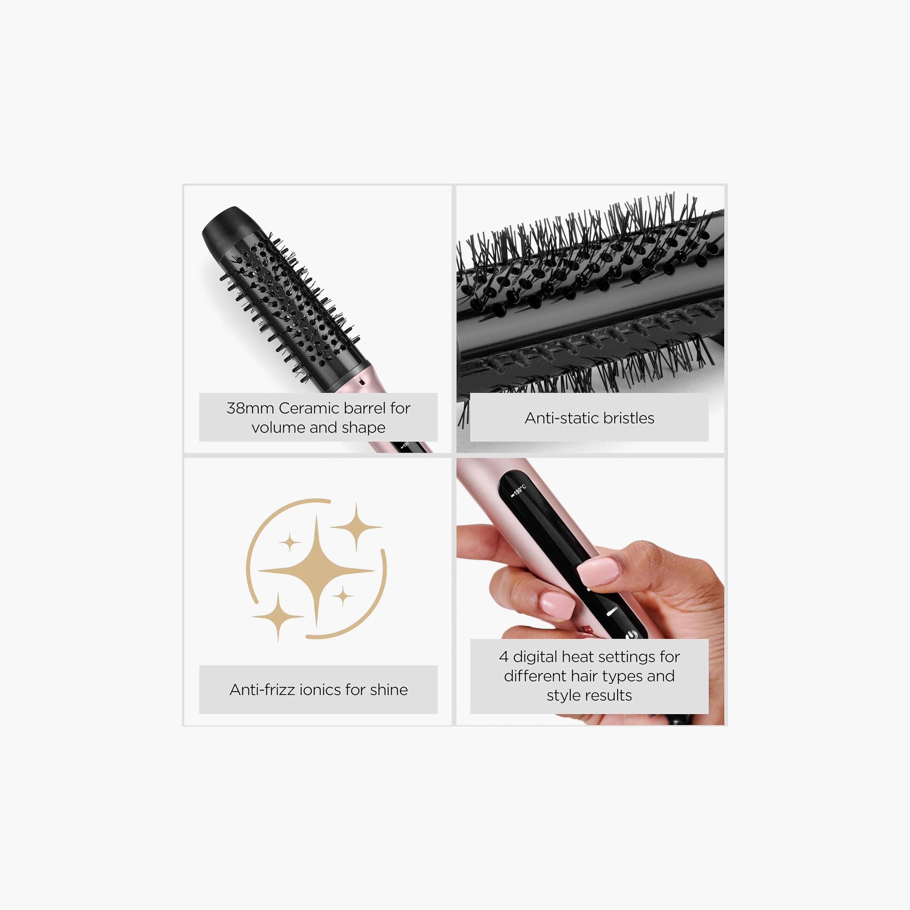 فرشاة تصفيف الشعر بيبيليس فوليوم بوست 96 واط، لون وردي وأسود | BABHSB200SDE-beautyandpersonalcare-appliances-hairstylingtools-image-2