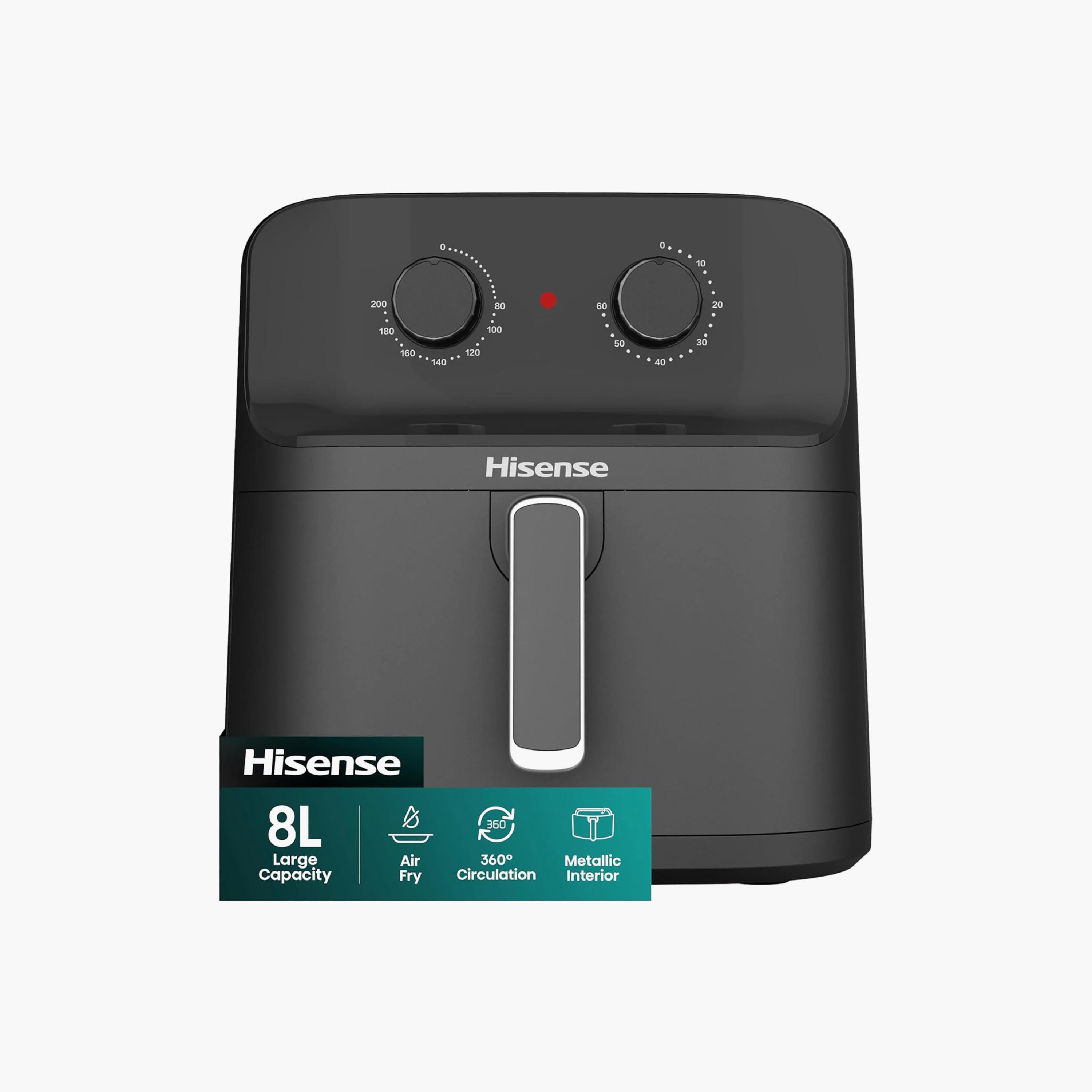 مقلاة هوائية من هايسنس سعة 8 لترات، لون أسود مطفي | H08AFBK1S1-household-appliances-kitchenappliances-airfryers-image-2