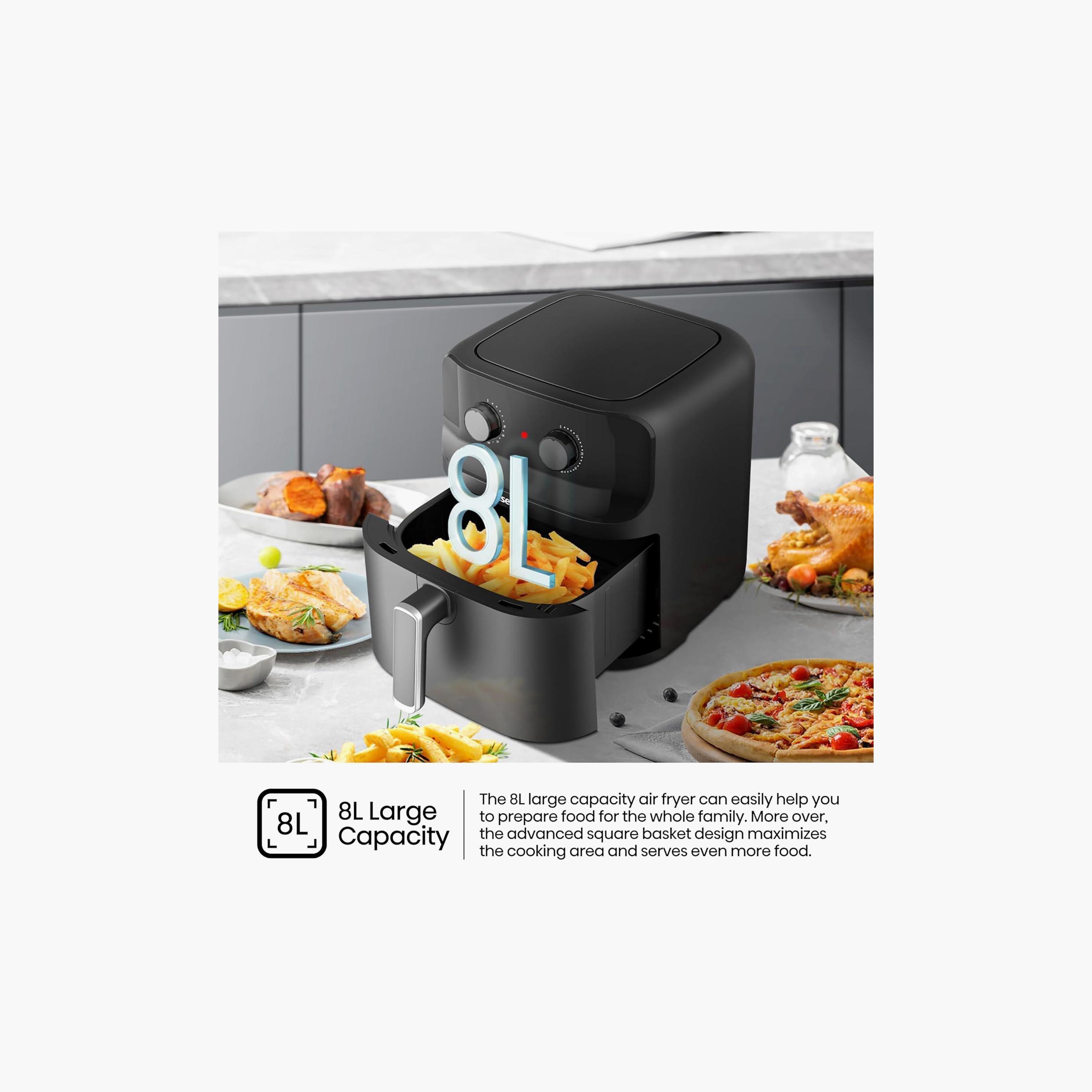 مقلاة هوائية من هايسنس سعة 8 لترات، لون أسود مطفي | H08AFBK1S1-household-appliances-kitchenappliances-airfryers-image-4