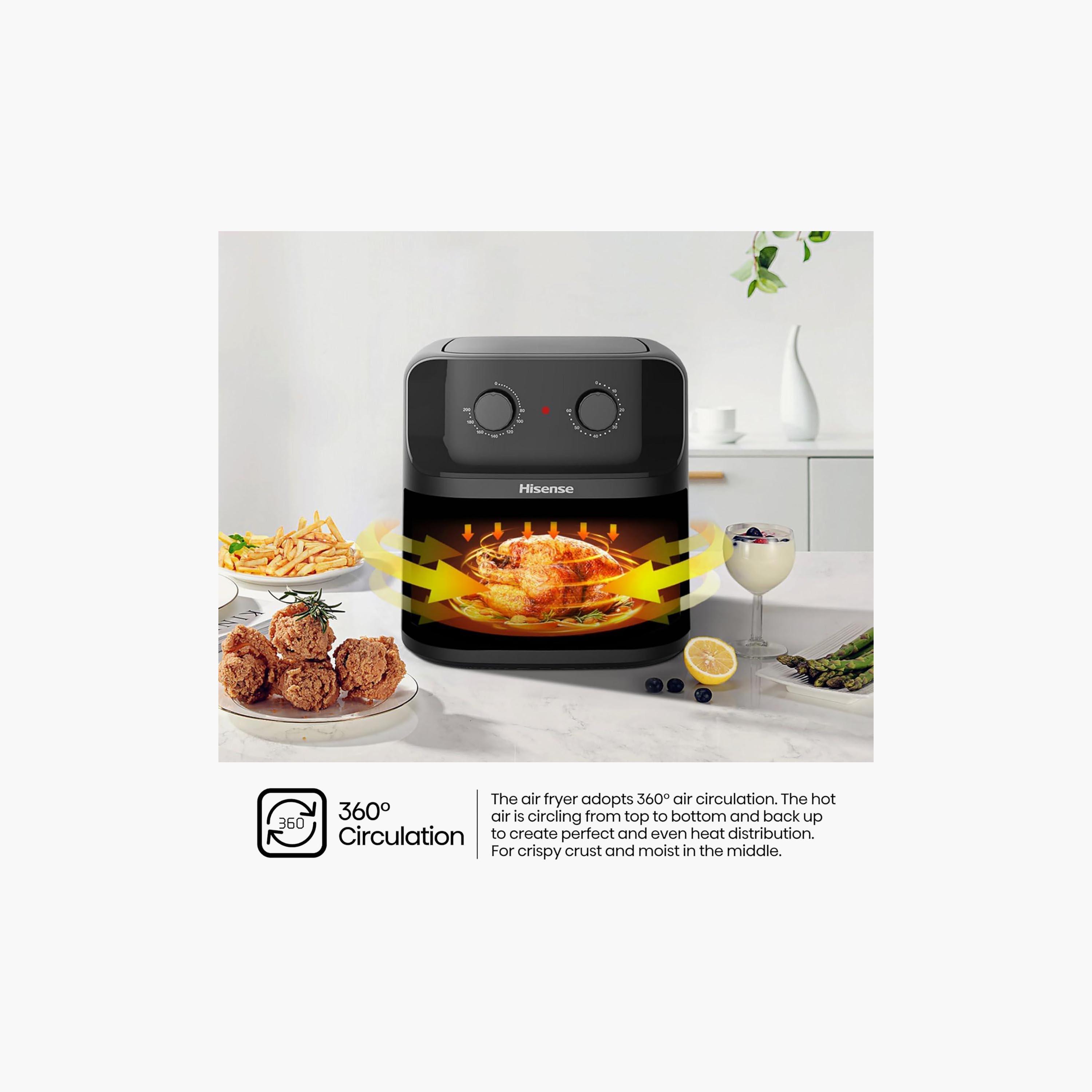 مقلاة هوائية من هايسنس سعة 8 لترات، لون أسود مطفي | H08AFBK1S1-household-appliances-kitchenappliances-airfryers-image-5