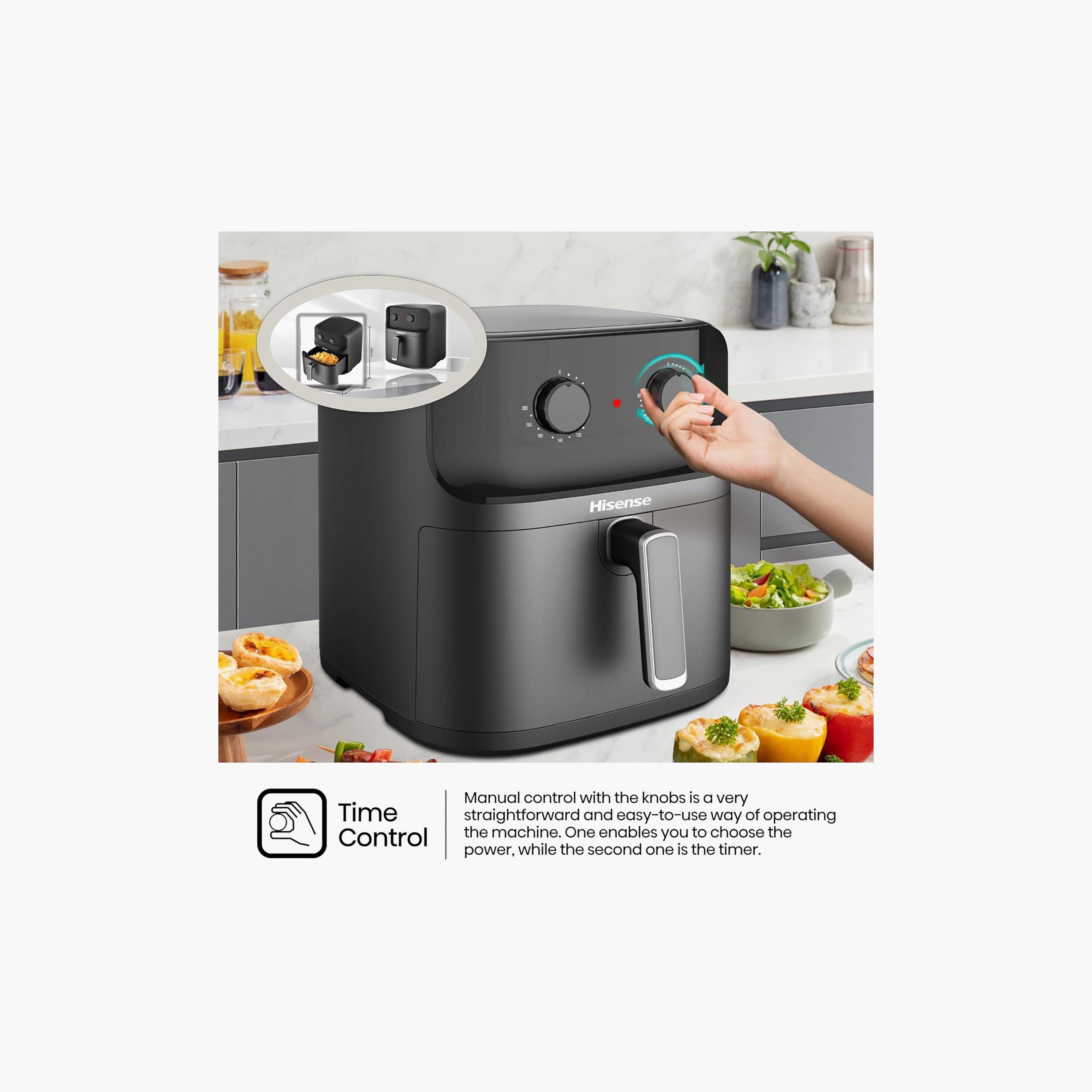 مقلاة هوائية من هايسنس سعة 8 لترات، لون أسود مطفي | H08AFBK1S1-household-appliances-kitchenappliances-airfryers-image-6