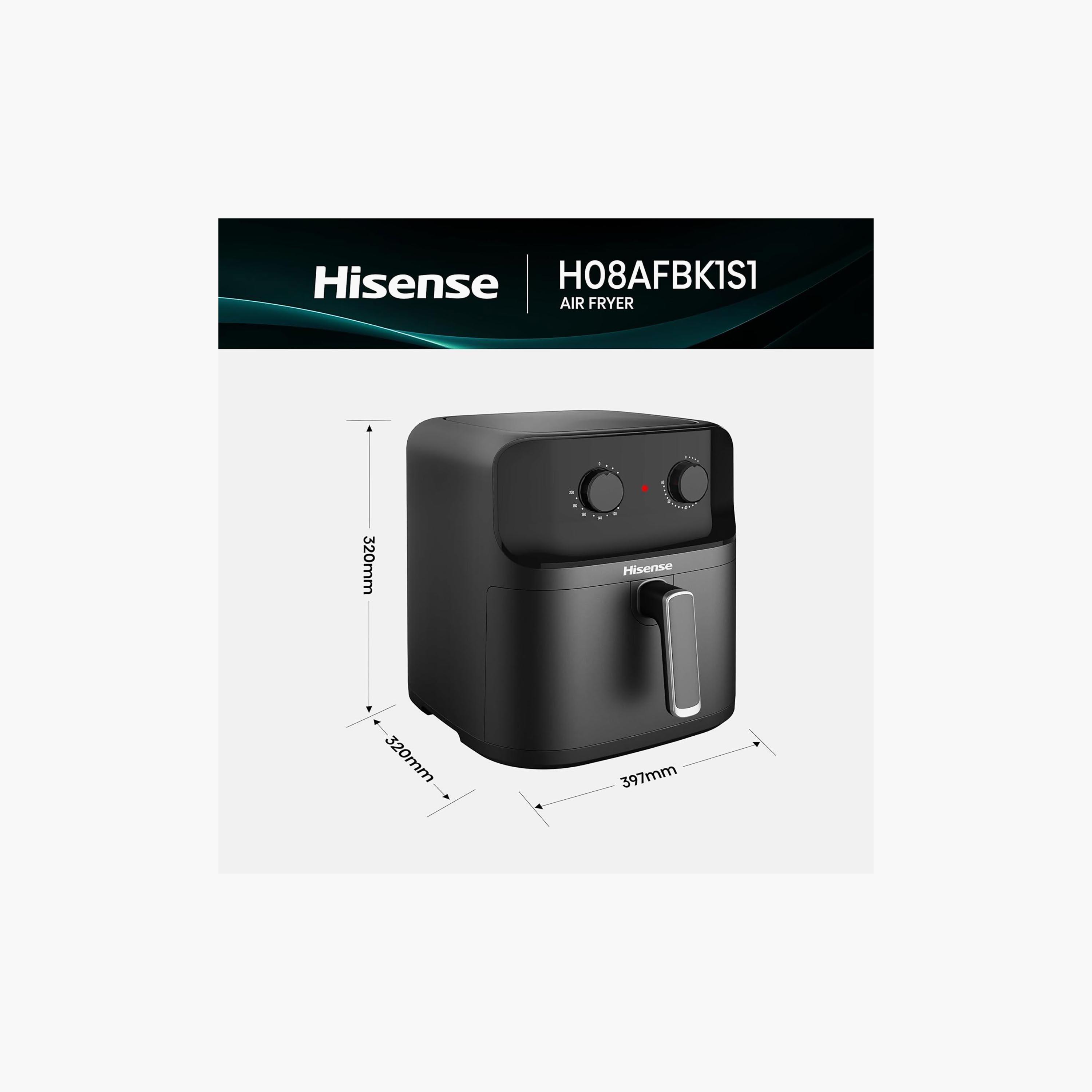 مقلاة هوائية من هايسنس سعة 8 لترات، لون أسود مطفي | H08AFBK1S1-household-appliances-kitchenappliances-airfryers-image-7