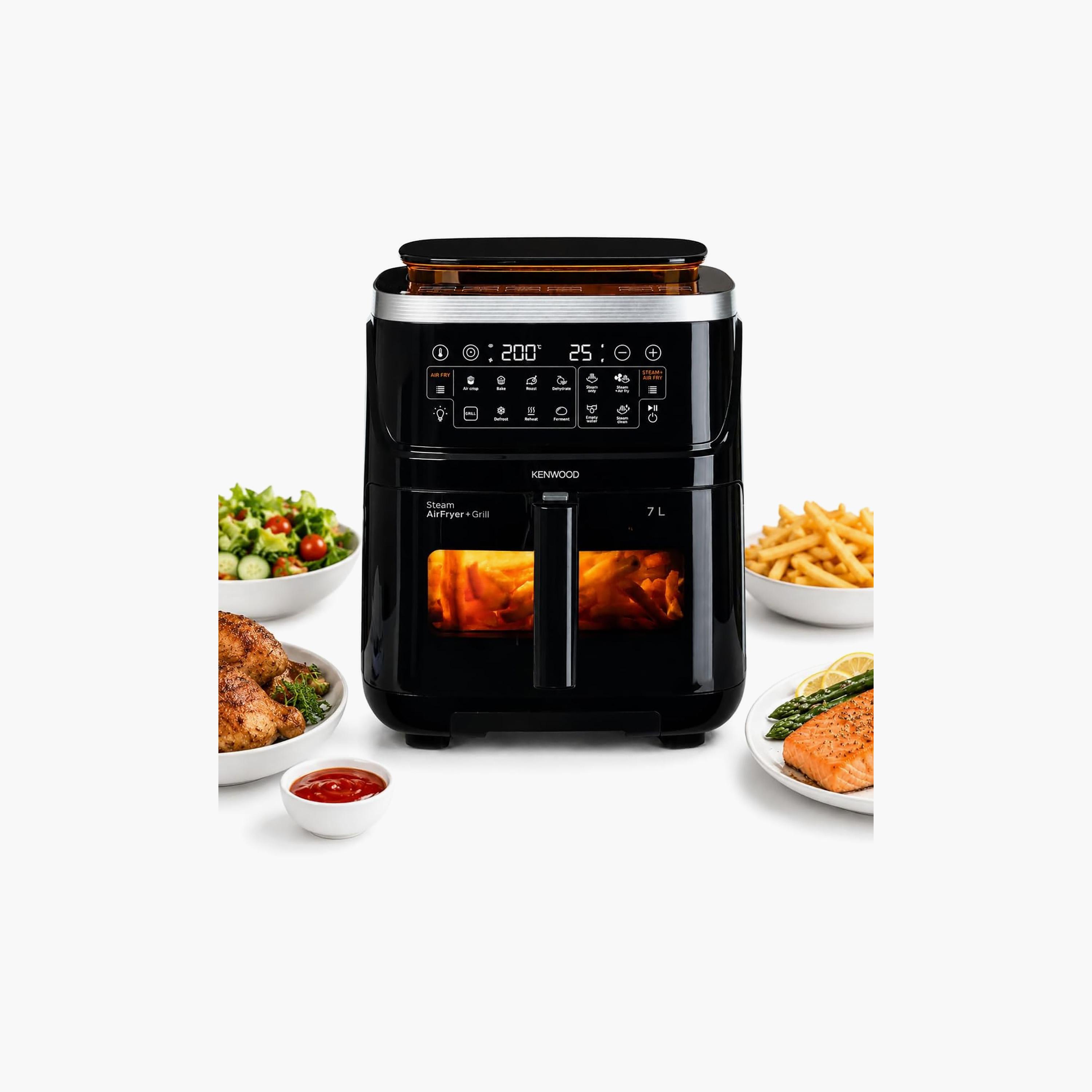 مقلاة هوائية وبخارية رقمية كينوود سعة 7 لترات، 3 في 1، لون أسود | HFS92.000BK-household-appliances-kitchenappliances-airfryers-image-2