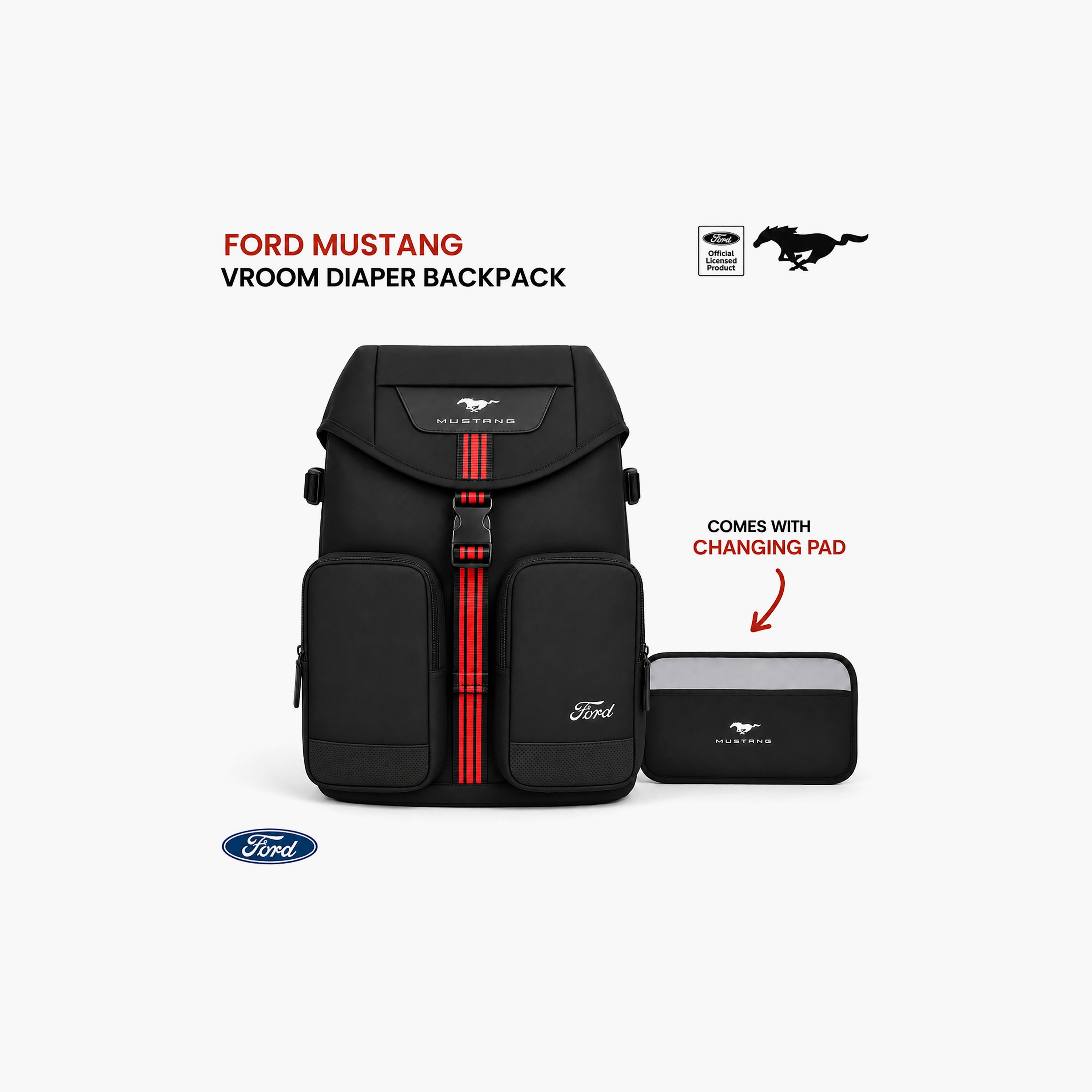 Mustang Vroom Diaper Lightweight Backpack with Waterproof Changing Mat-baby-gear-diaperbags-image-2