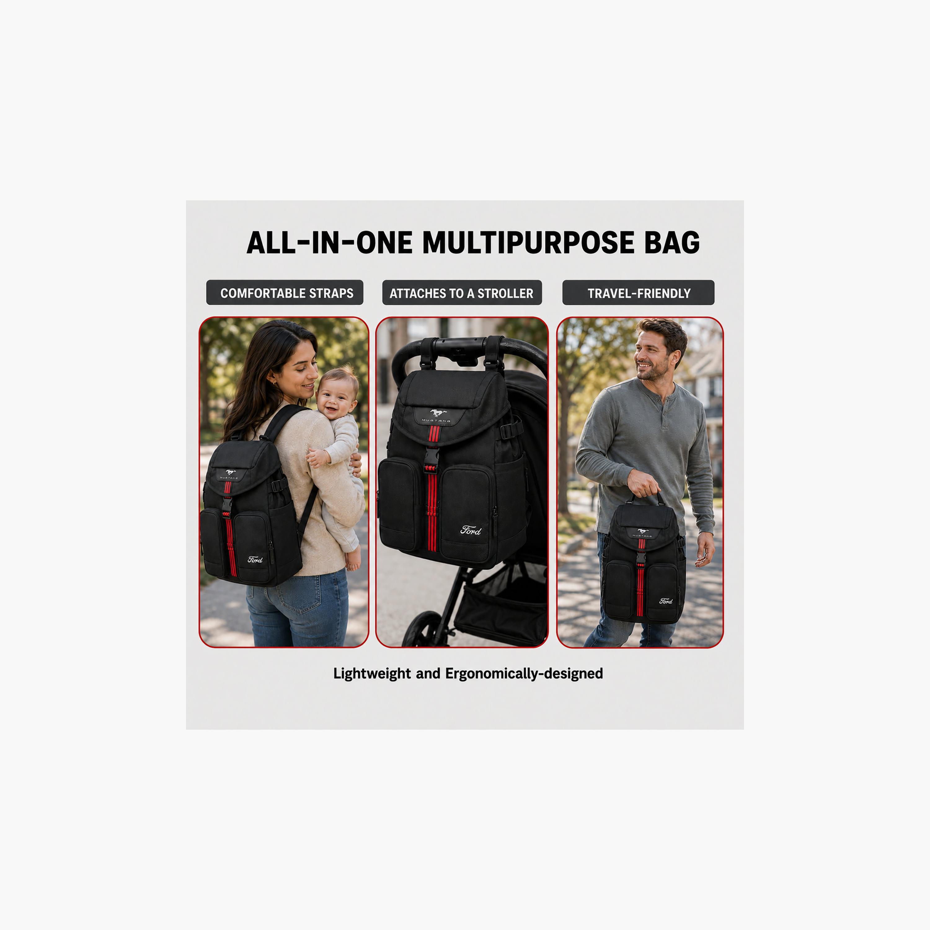 Mustang Vroom Diaper Lightweight Backpack with Waterproof Changing Mat-baby-gear-diaperbags-image-4