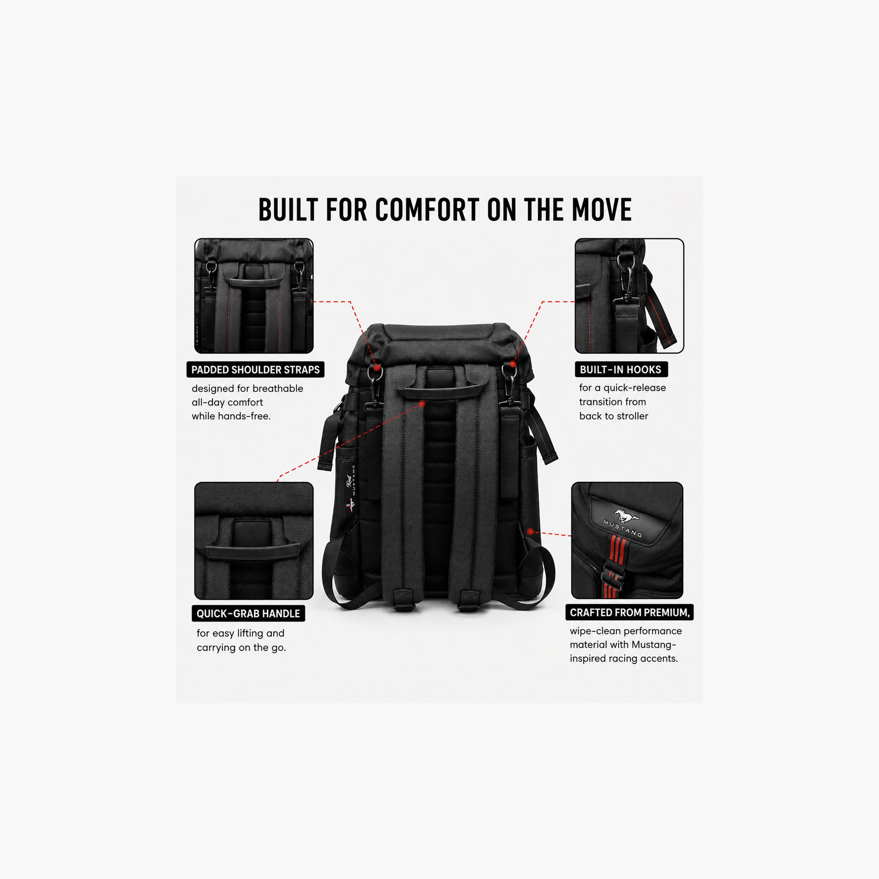 Mustang Vroom Diaper Lightweight Backpack with Waterproof Changing Mat-baby-gear-diaperbags-image-6