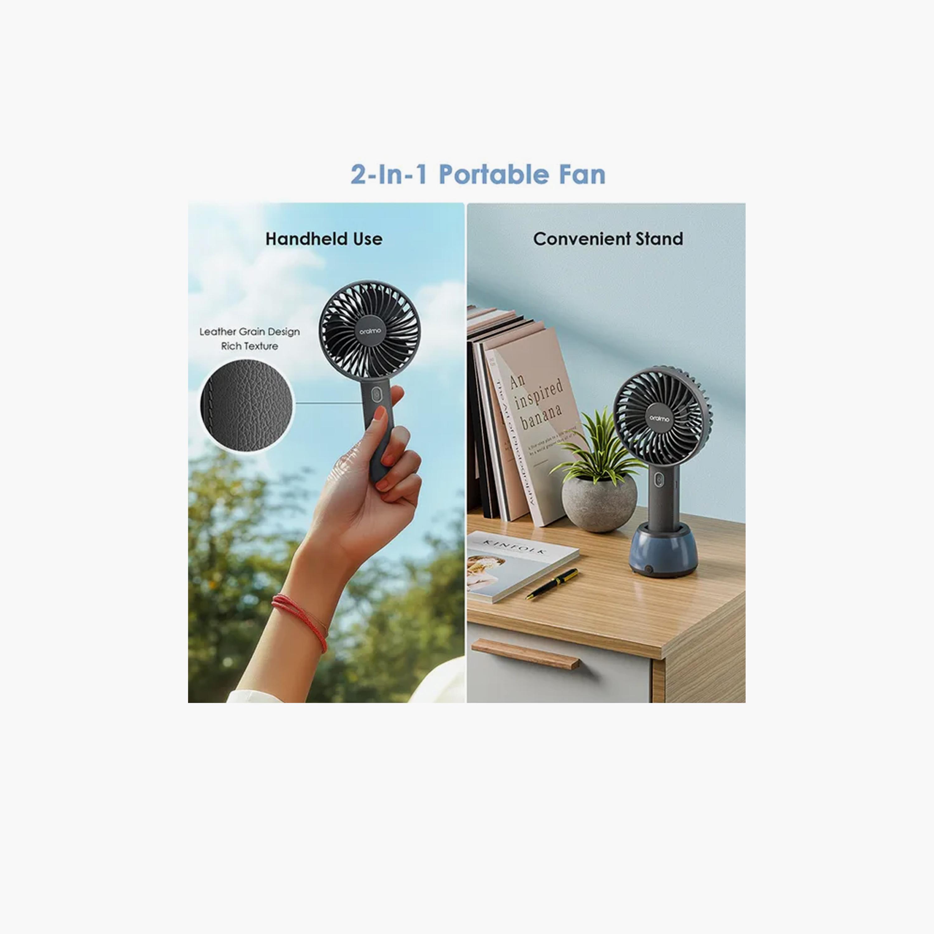 أورايمو - مروحة يدوية ذكية 2 بقاعدة مضيئة 4 واط 3 سرعات - رمادي جرافيتي-household-appliances-homeappliances-fans-image-4