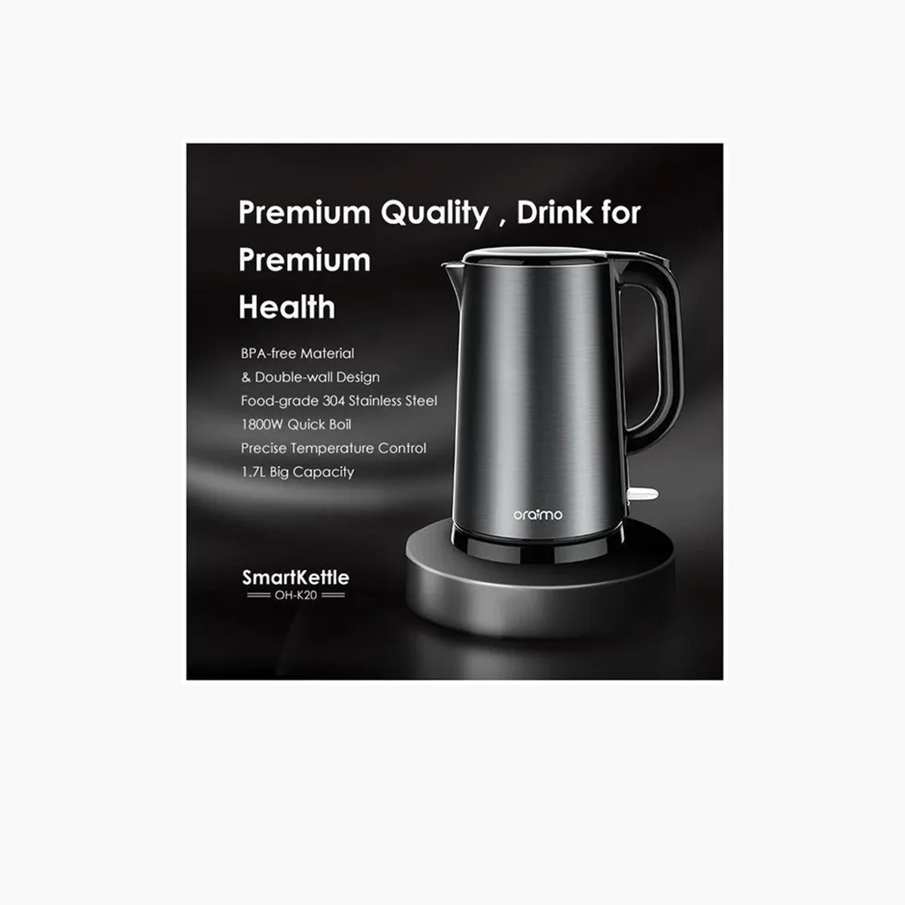 Oraimo Smart Kettle 1.7L with Full Metal Liner - Black-household-appliances-kitchenappliances-electrickettles-image-3