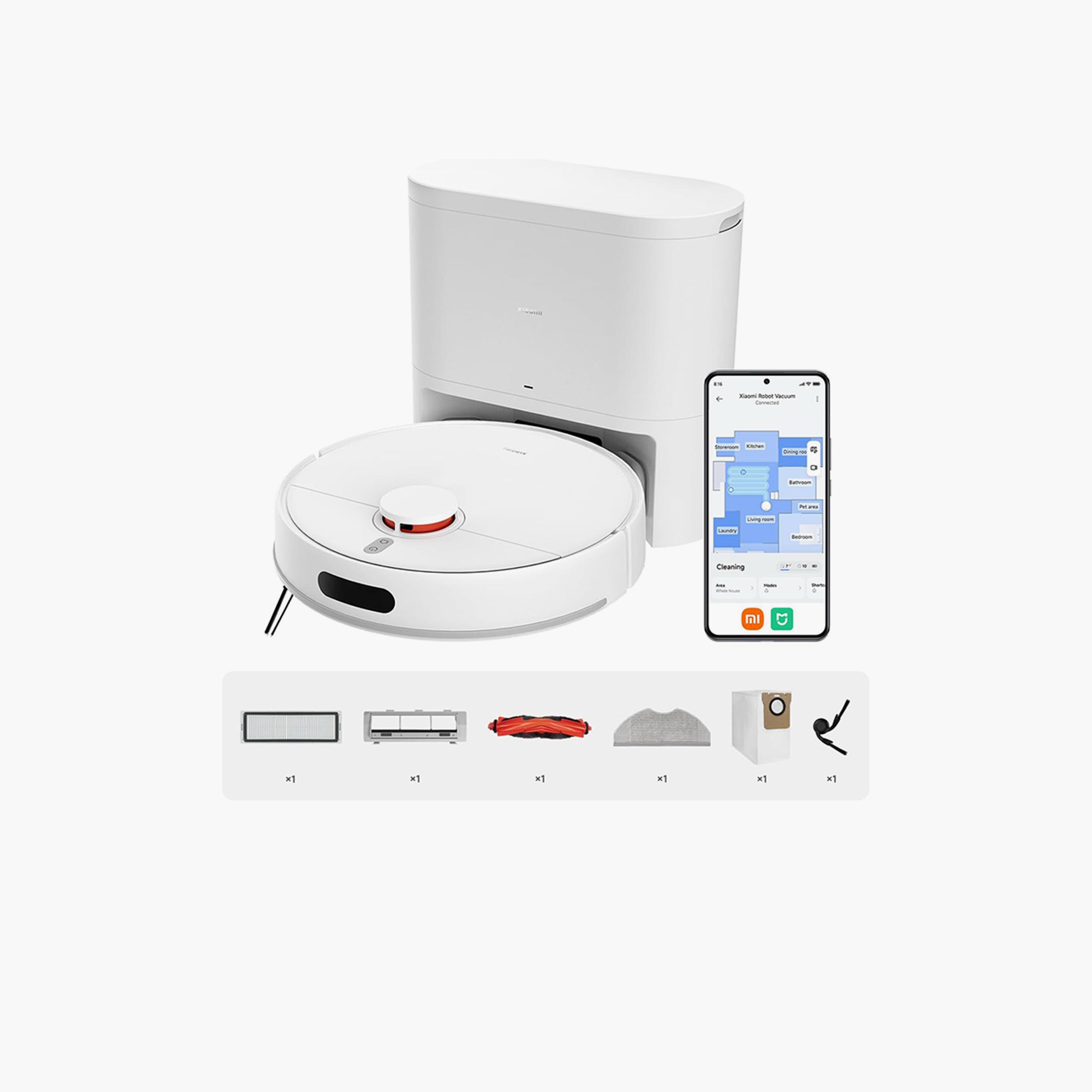 شاومي - مكنسة روبوتية H40 للمسح والتنظيف بقوة شفط 10000 باسكال LDS BHR07W1GB - أبيض-household-appliances-homeappliances-vacuumcleaners-image-2