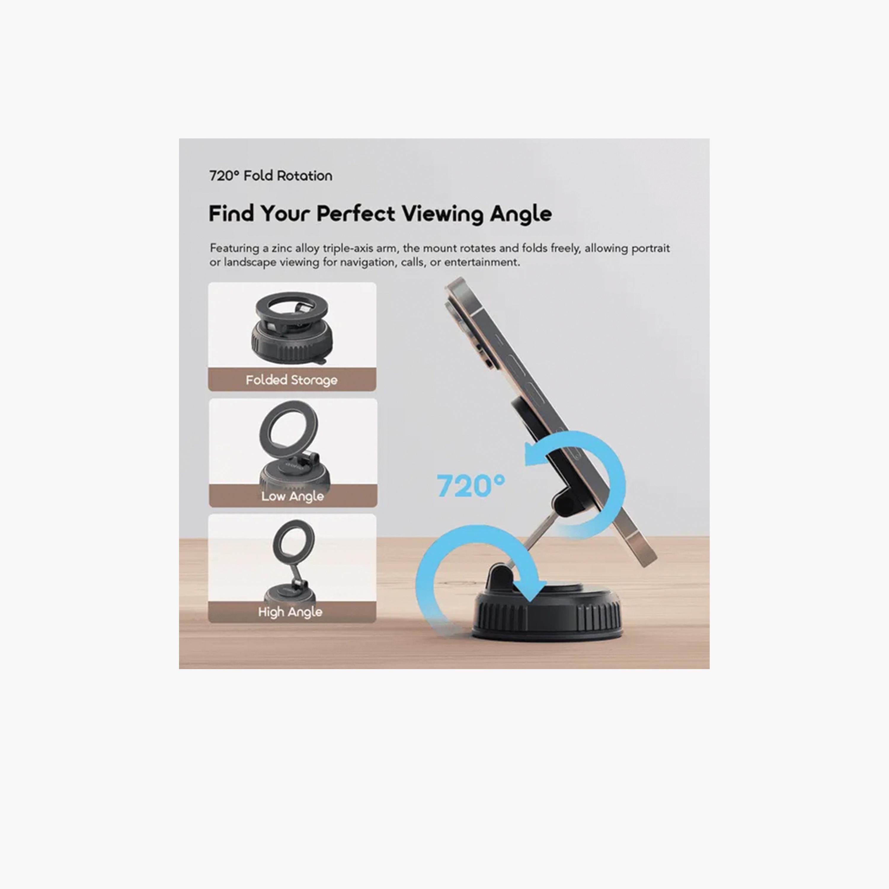 Oraimo Hydra 6 720° Rotatable Firm Flexible Car Mount - Black-electronics-accessories-mobileaccesories-image-4