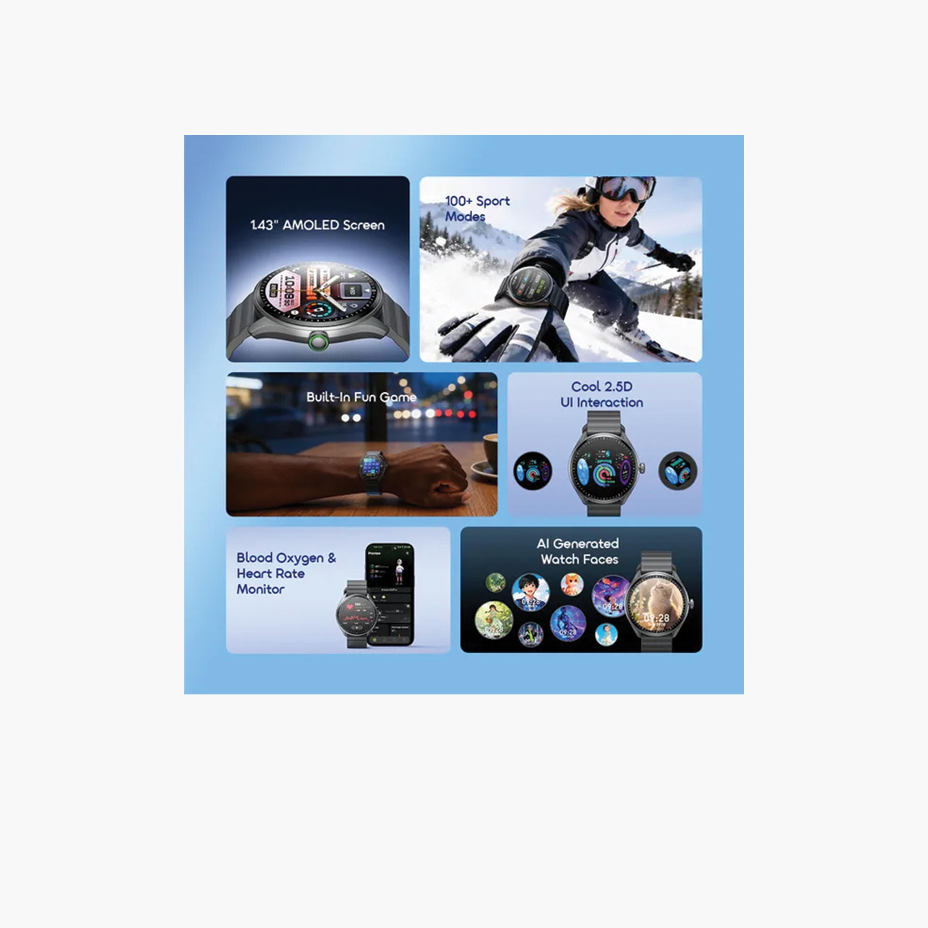 أورايمو - ساعة ذكية نوفا 2R لايت بشاشة أمولد مقاس 1.43 إنش - أسود-electronics-smartwatches-image-4
