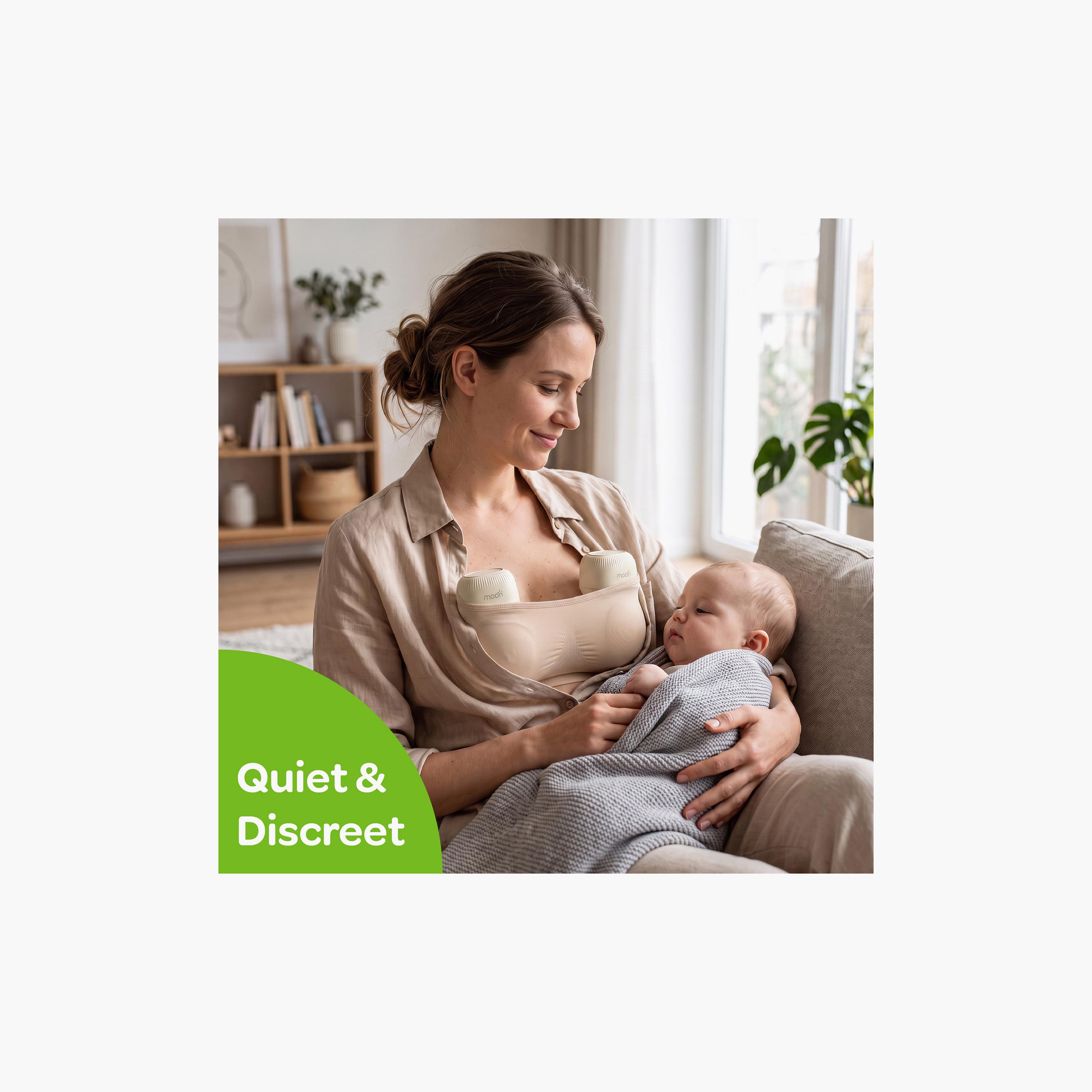 مضخة ثدي كهربائية مزدوجة قابلة للارتداء وبدون استخدام اليدين مع 3 أوضاع من مون-baby-feeding-breastfeedingandcare-image-6