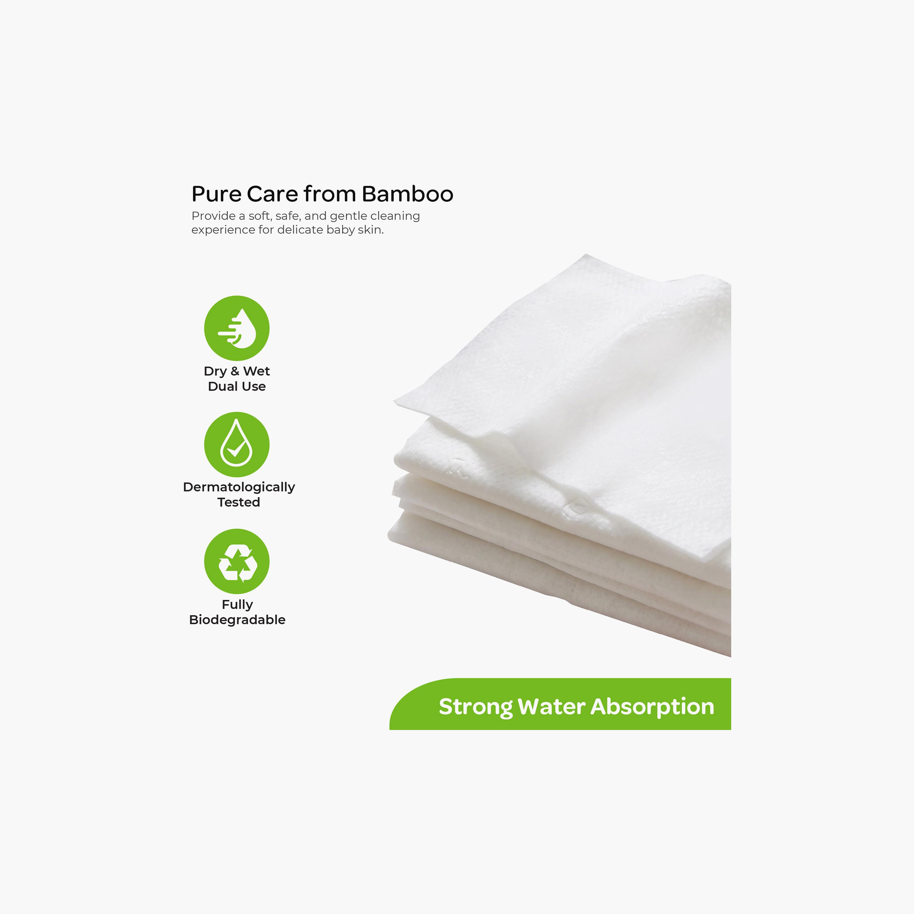 مناديل خيزران (بامبو) للجفاف والبلل ملمس ناعم 100 قطعة من مون-baby-bathandcare-wipes-image-13