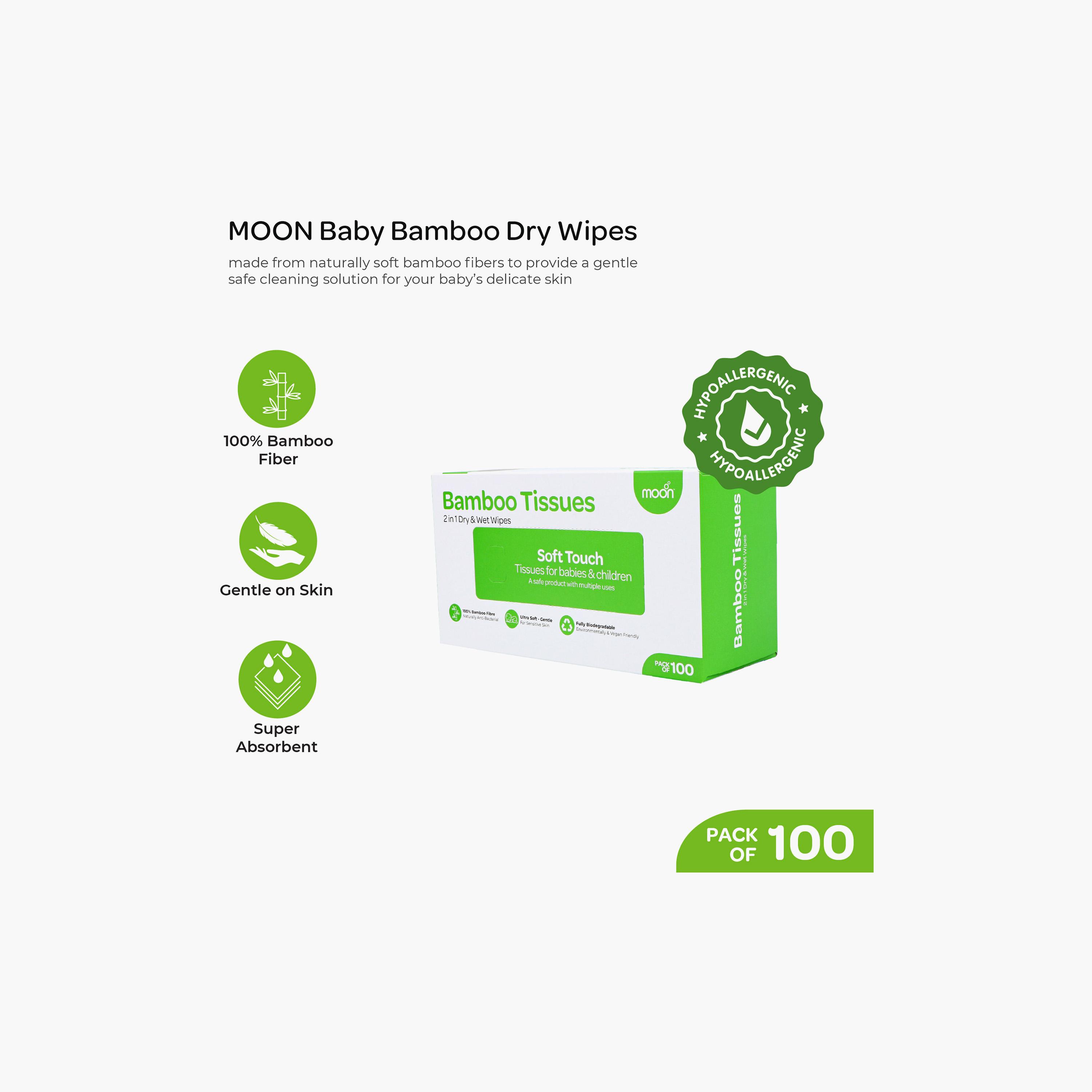 مناديل خيزران (بامبو) للجفاف والبلل ملمس ناعم 100 قطعة من مون-baby-bathandcare-wipes-image-3