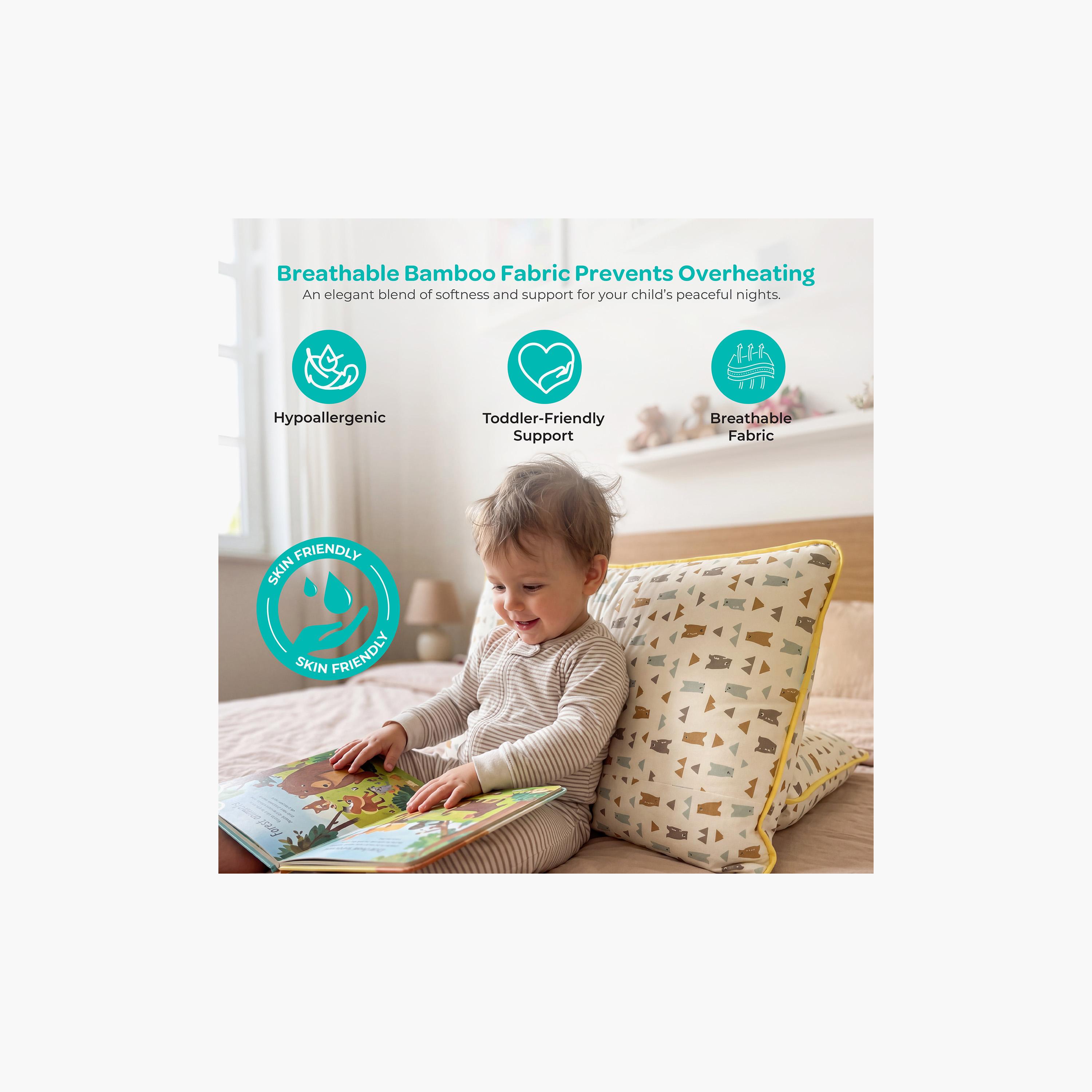 Moon Gentle Bamboo Fibre Pillow with Removable Cotton Pillowcase - Bear-baby-nursery-babybedding-image-2