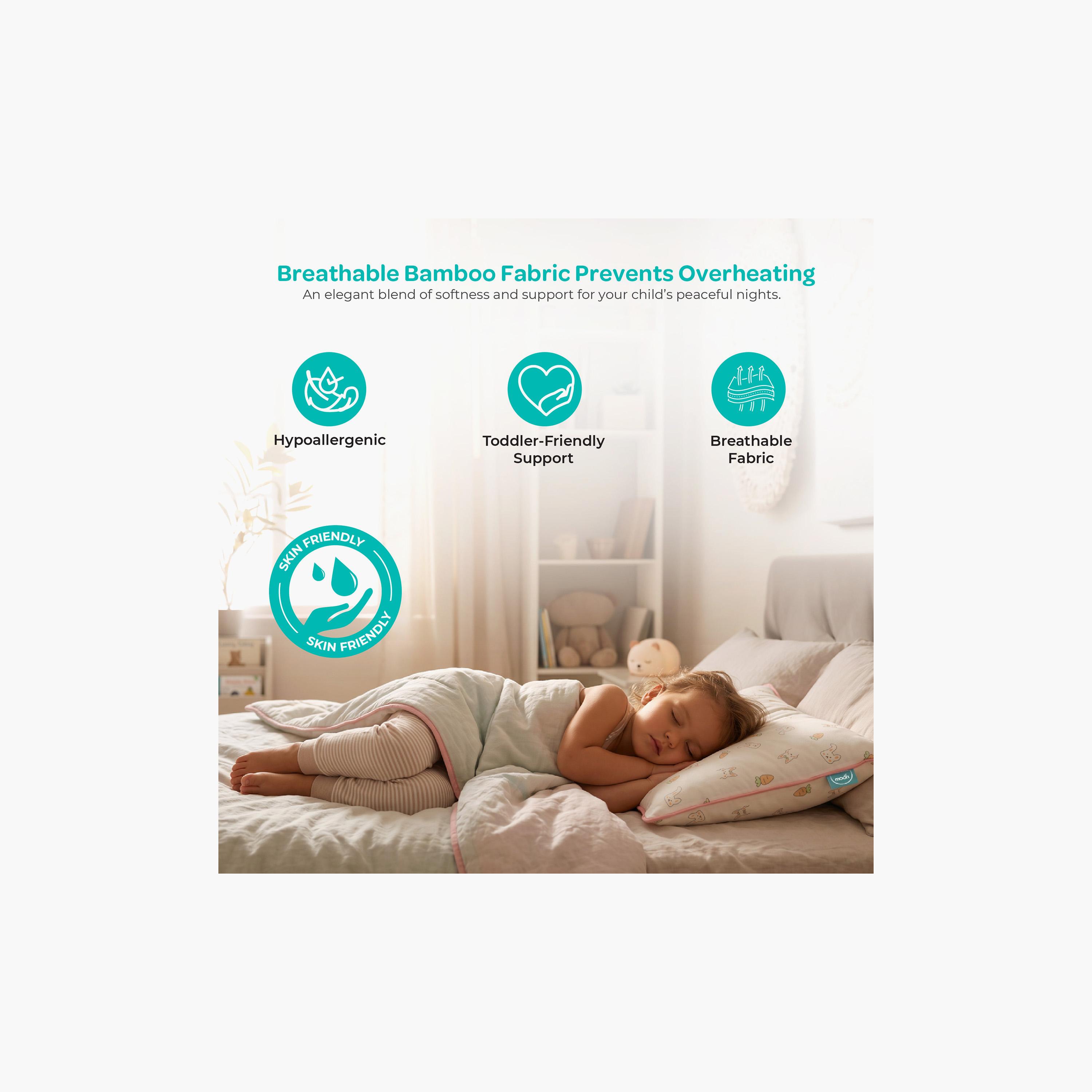 Moon Gentle Bamboo Fibre Pillow with Removable Cotton Pillowcase - Carrot-baby-nursery-babybedding-image-2