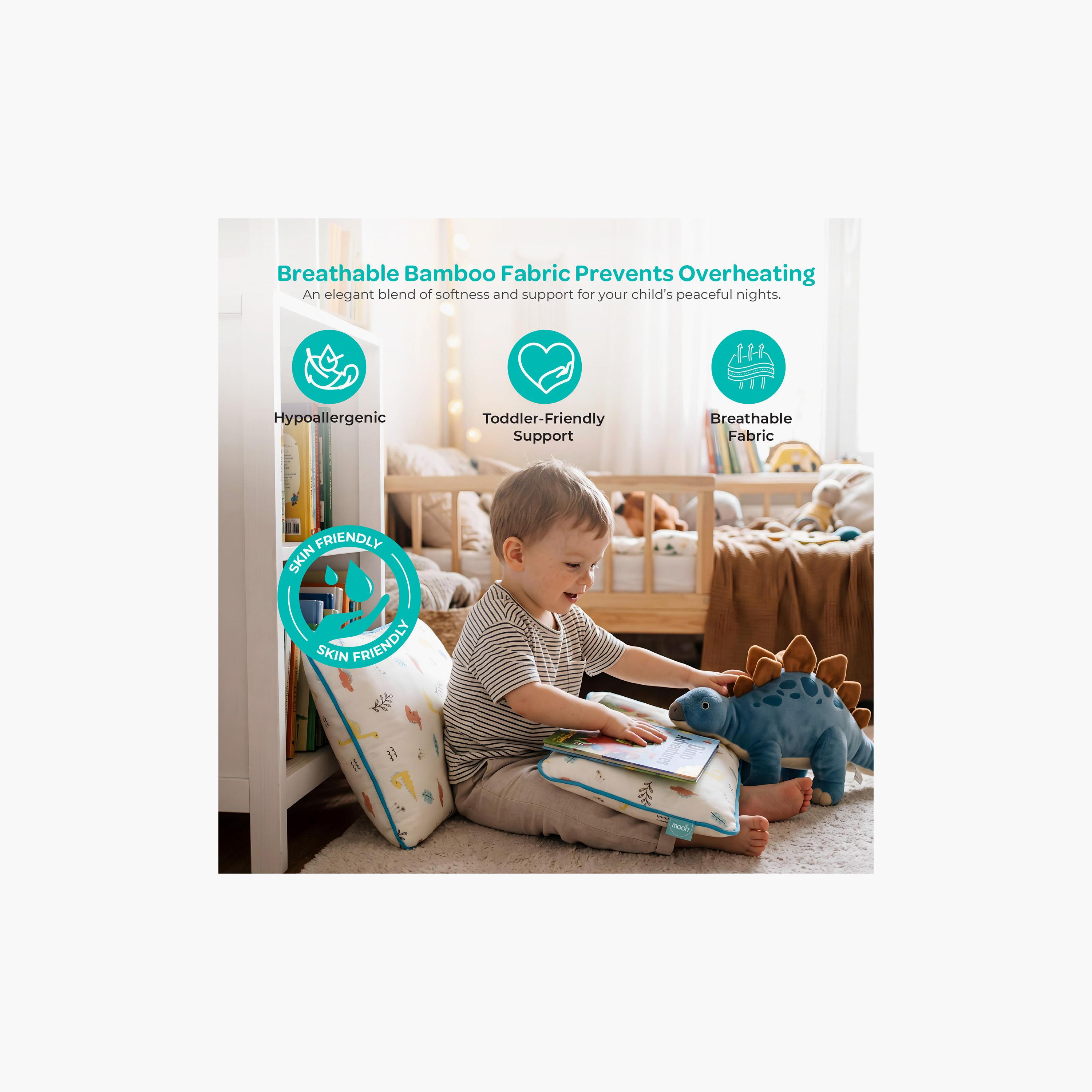 Moon Gentle Bamboo Fibre Pillow with Removable Cotton Pillowcase - Dinosaur-baby-nursery-babybedding-image-2