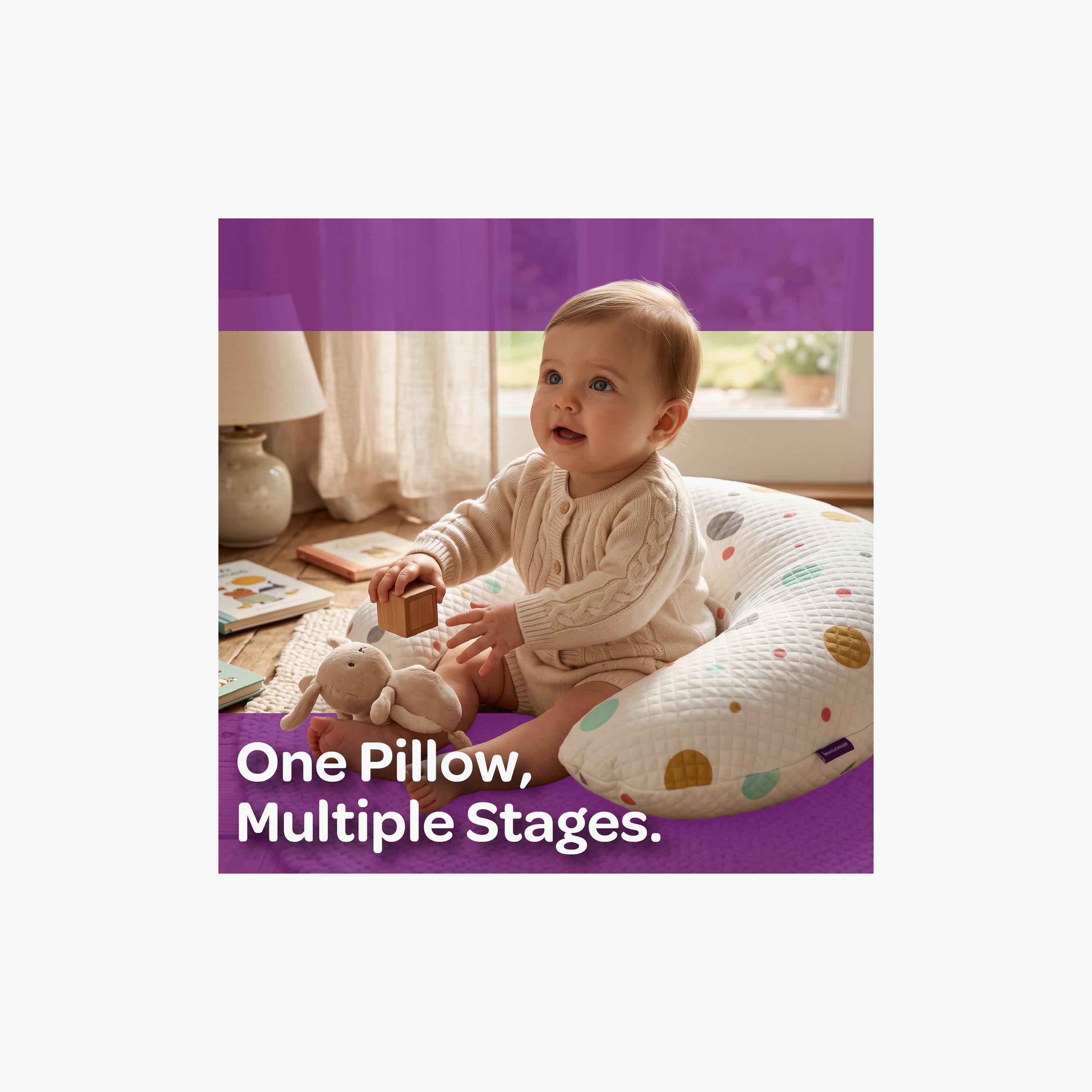 Moon Ergonomic Multi-Position Support Pillow with Removable Cover - Polka-baby-feeding-accessories-image-2