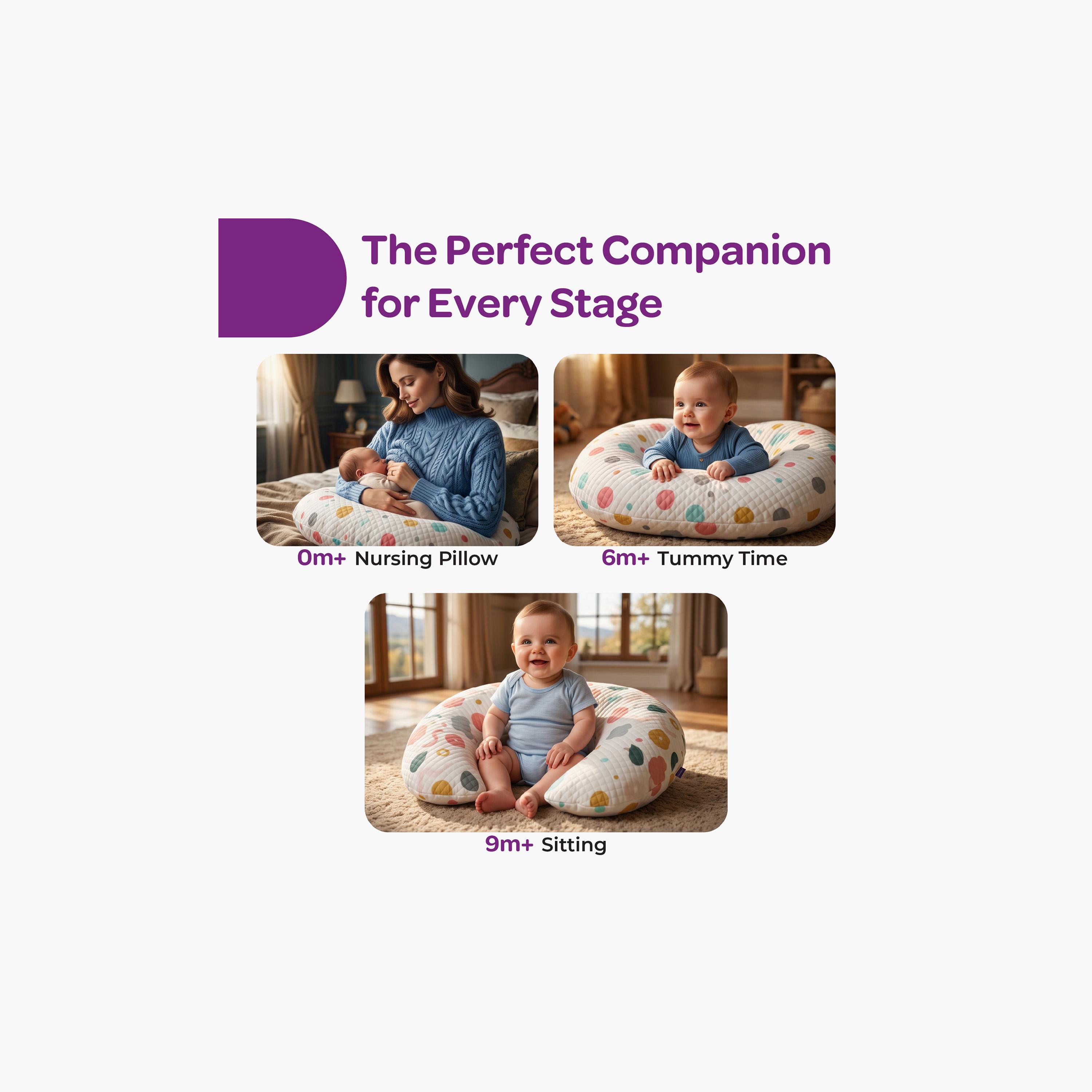 Moon Ergonomic Multi-Position Support Pillow with Removable Cover - Polka-baby-feeding-accessories-image-4