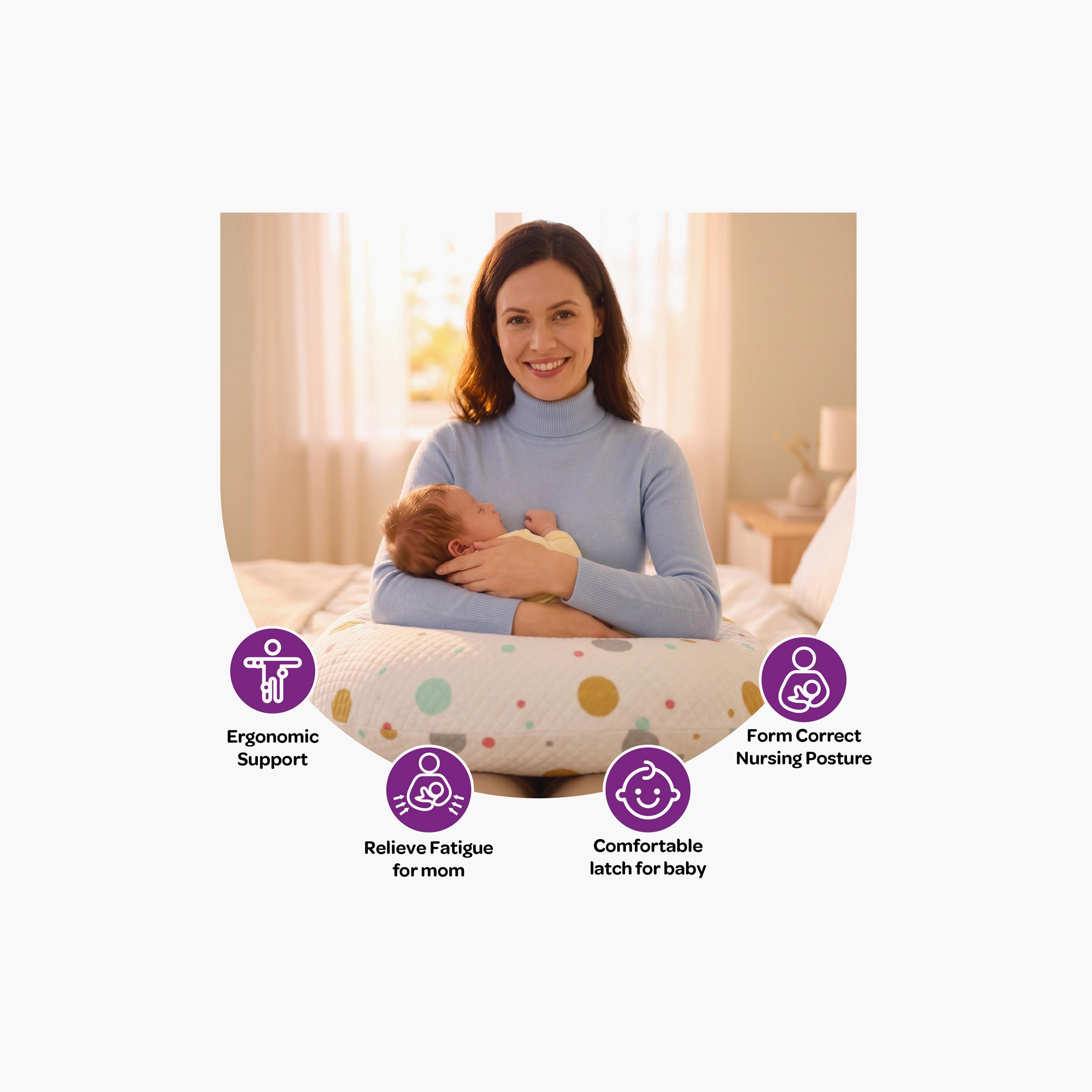 Moon Ergonomic Multi-Position Support Pillow with Removable Cover - Polka-baby-feeding-accessories-image-6