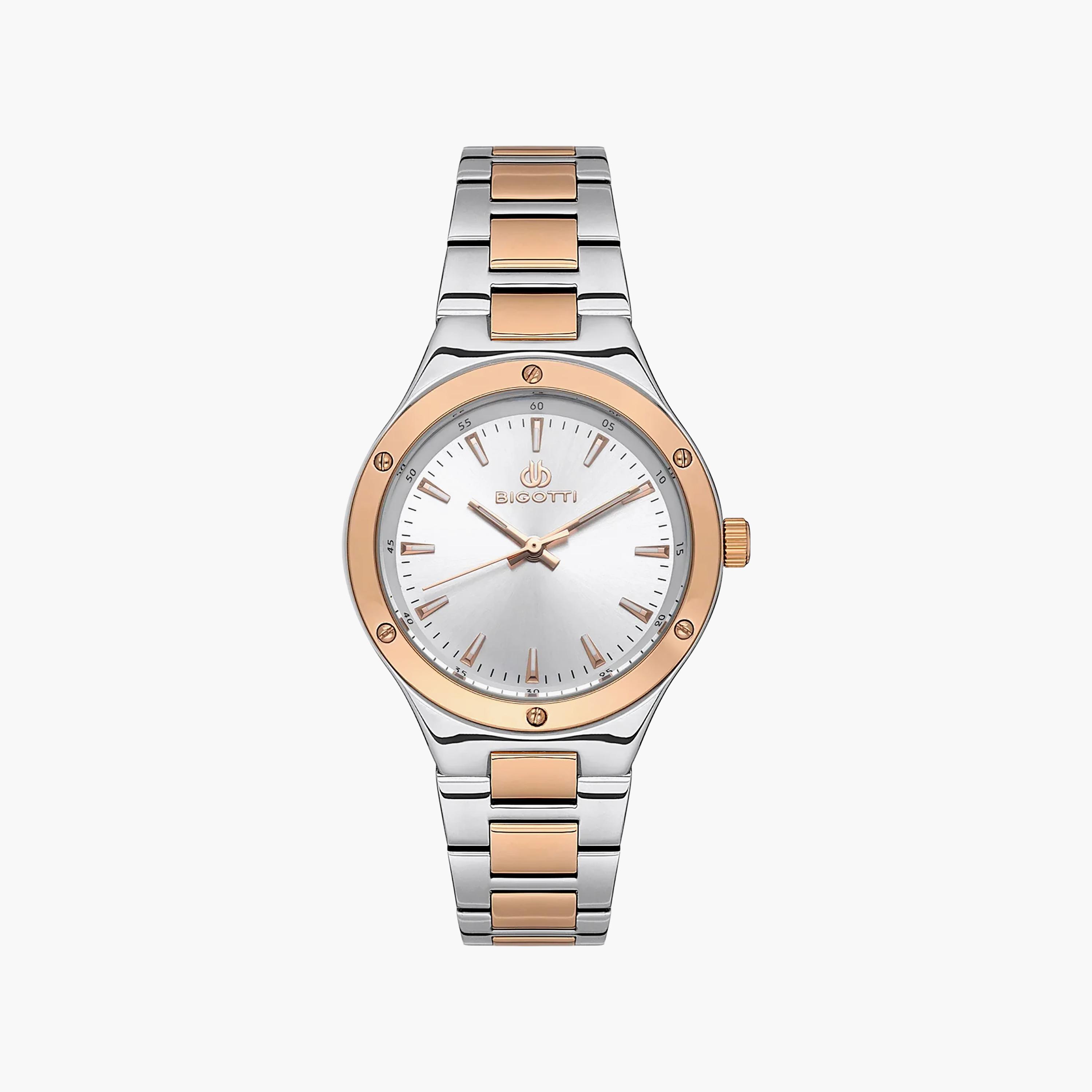 Bigotti Quotidiano Silver and Rose Gold Stainless Steel Watch for Women | BG.1.10533-5-women-watchesandjewellery-watches-image-1
