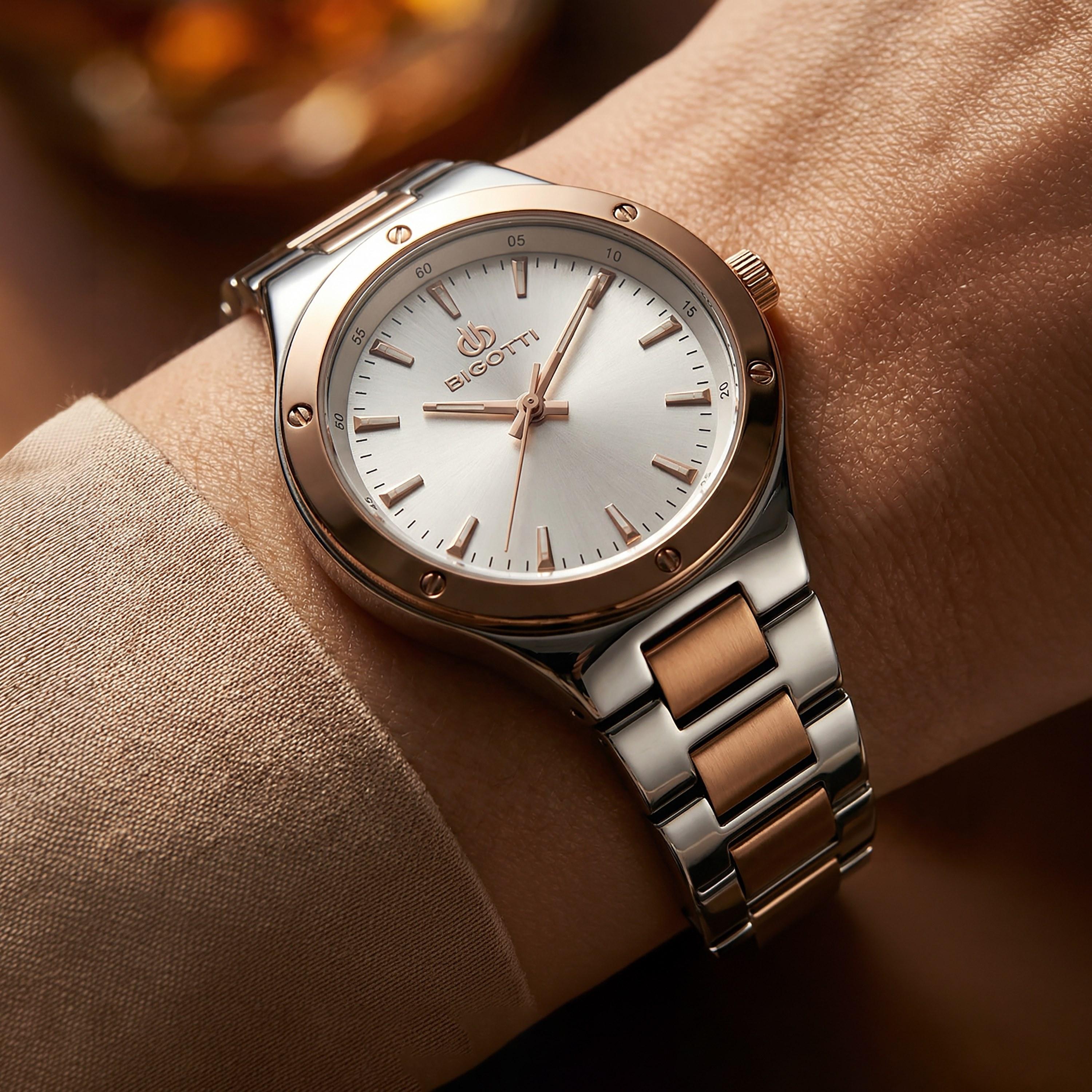 Bigotti Quotidiano Silver and Rose Gold Stainless Steel Watch for Women | BG.1.10533-5-women-watchesandjewellery-watches-image-3