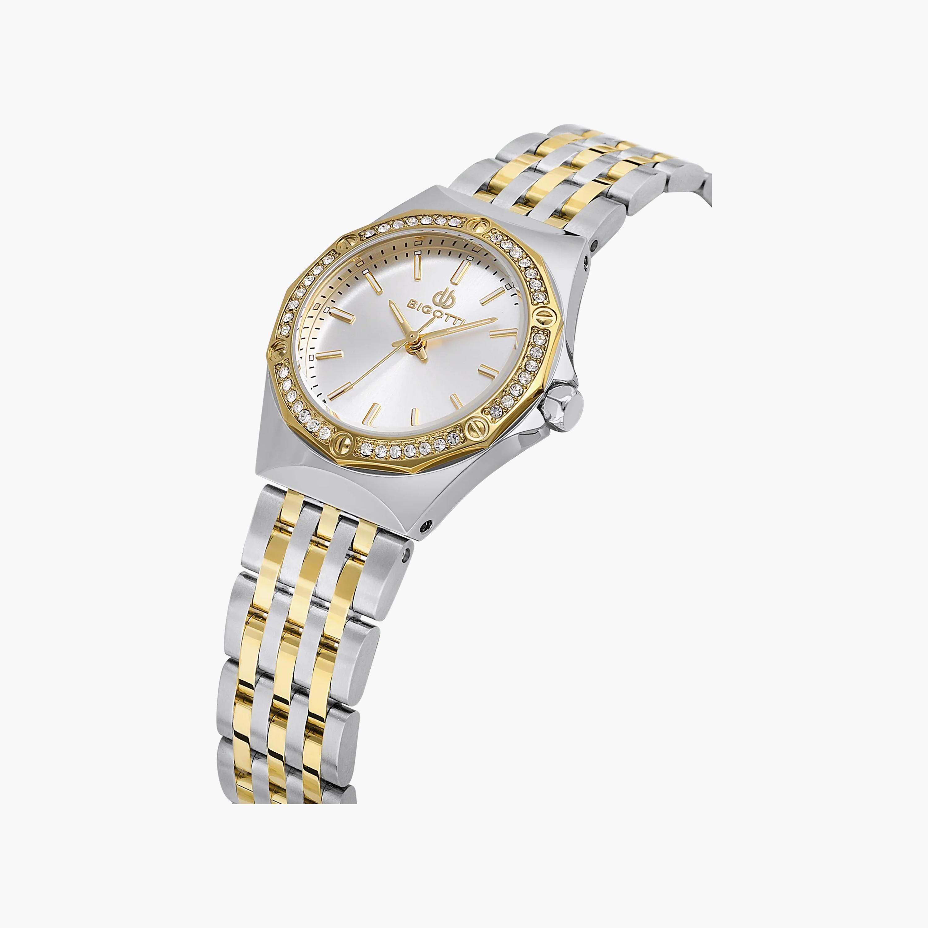 Bigotti Raffinato Silver and Gold Stainless Steel Watch for Women | BG.1.10656-4-women-watchesandjewellery-watches-image-3