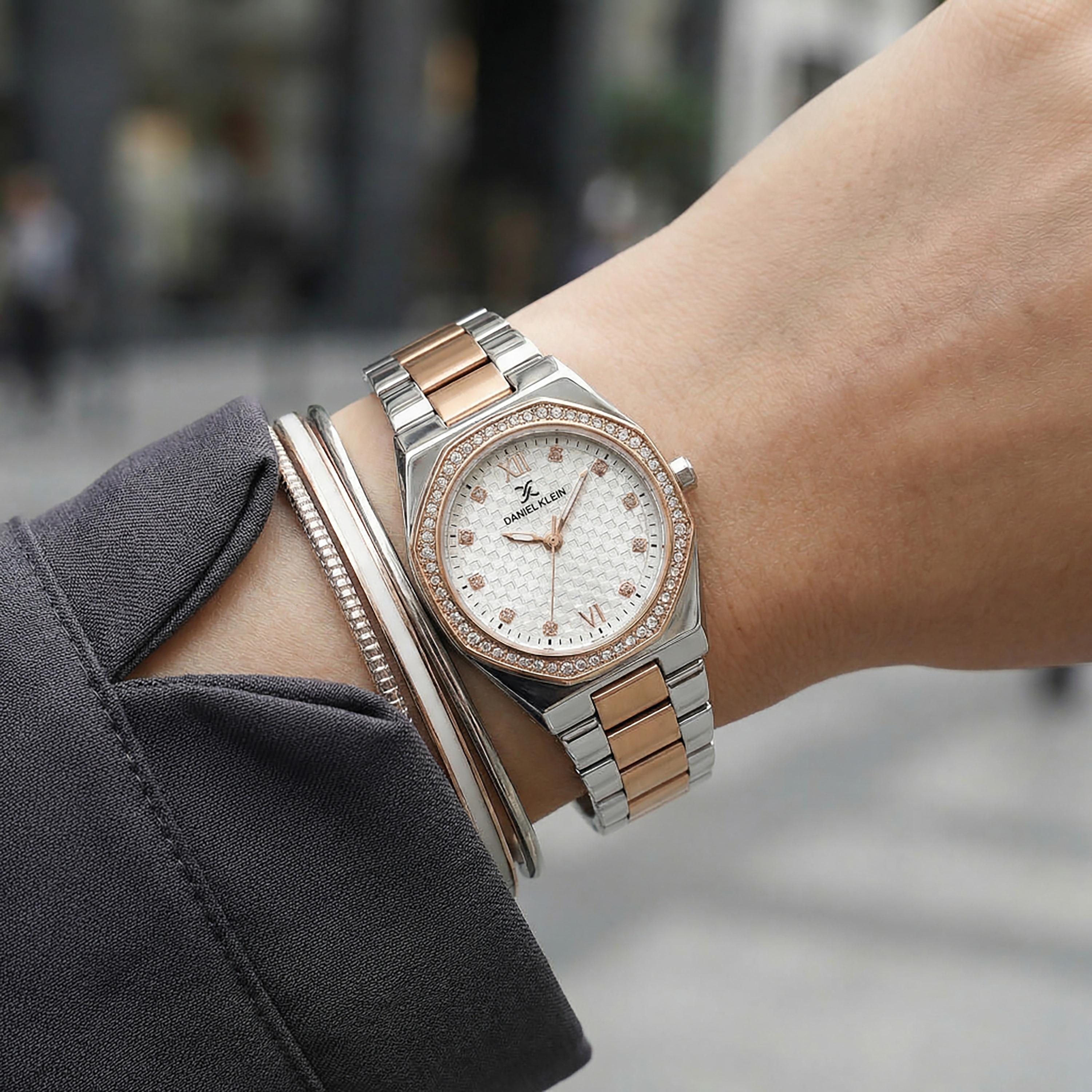 Daniel Klein Premium Silver and Rose Gold Stainless Steel Watch for Women | DK.1.14099-6-women-watchesandjewellery-watches-image-3