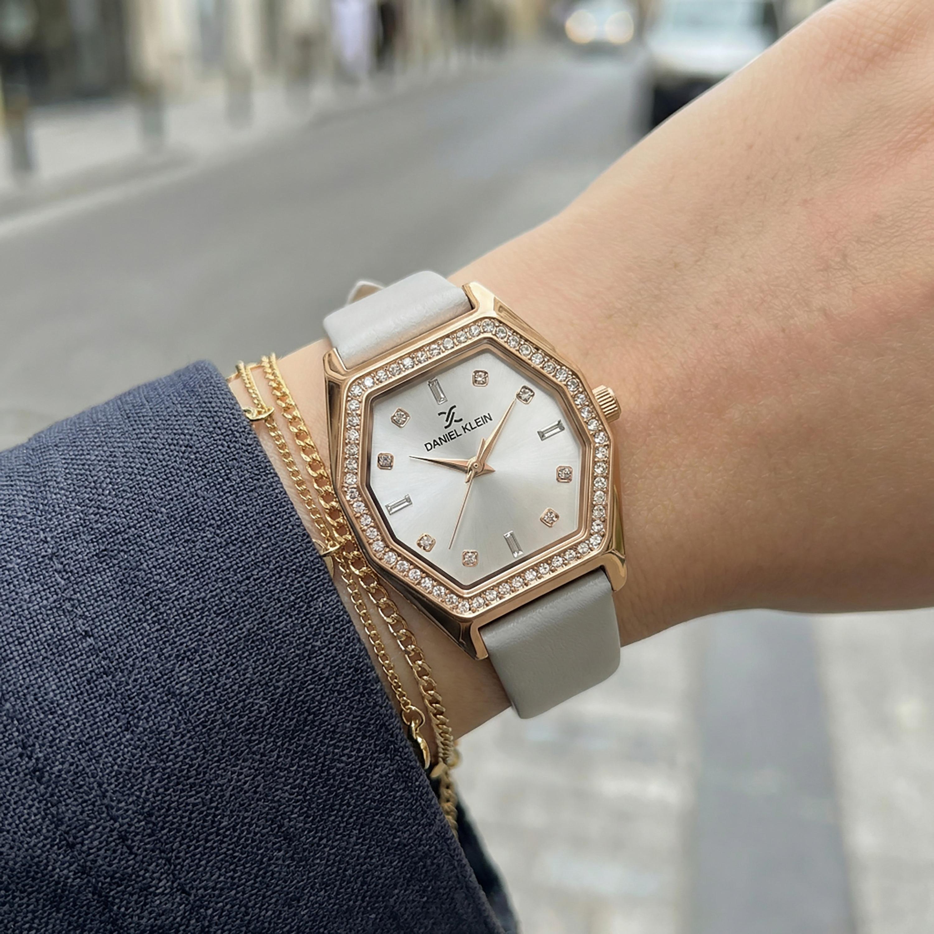 ساعة دانيال كلاين الفاخرة من الجلد الأبيض للنساء | DK.1.14114-5-women-watchesandjewellery-watches-image-3