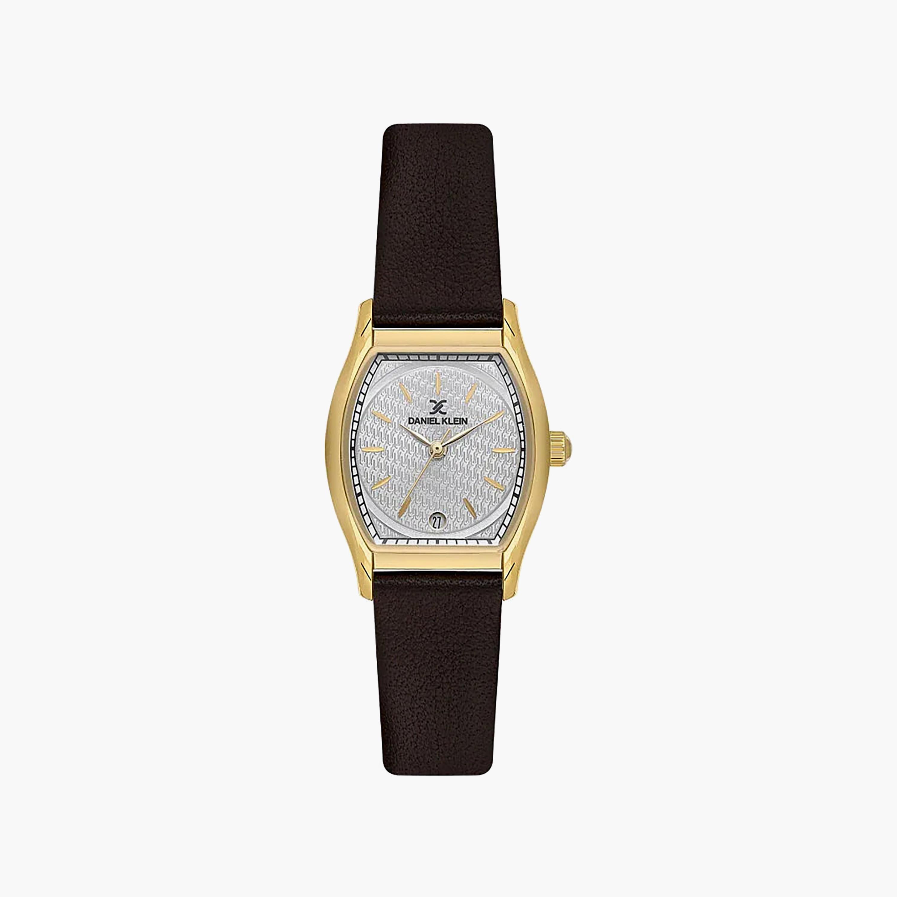 ساعة دانيال كلاين الفاخرة للنساء، مصنوعة من الجلد البني الداكن | DK.1.14152-2-women-watchesandjewellery-watches-image-1