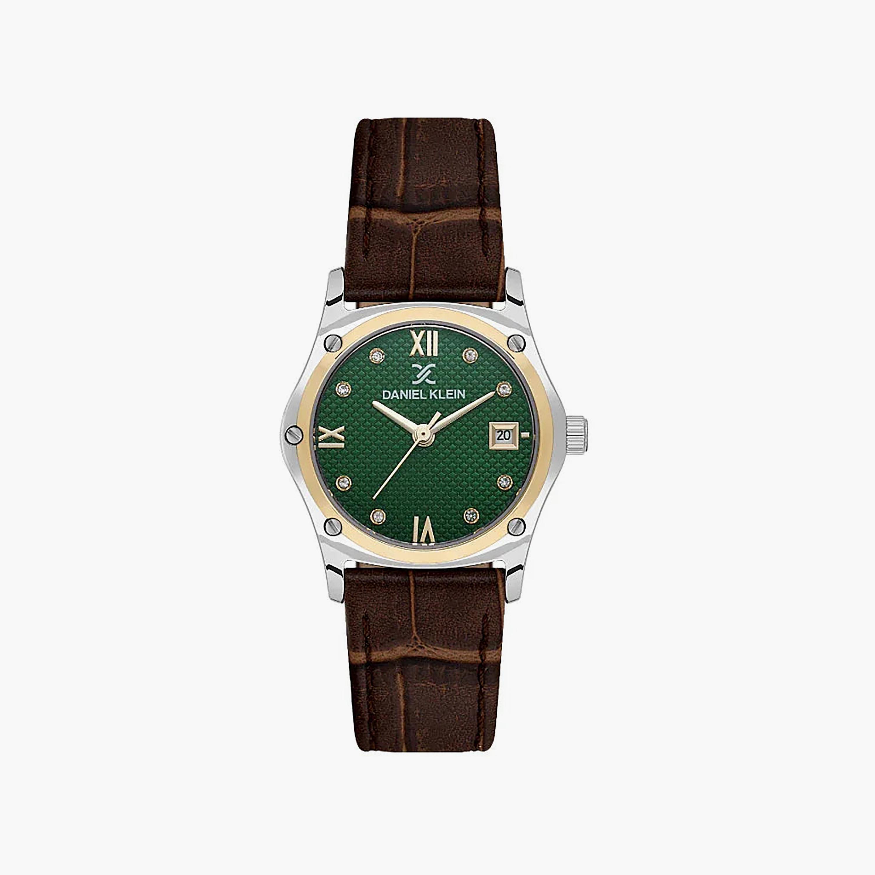 ساعة دانيال كلاين الفاخرة للنساء، مصنوعة من الجلد البني الداكن | DK.1.14270-4-women-watchesandjewellery-watches-image-1
