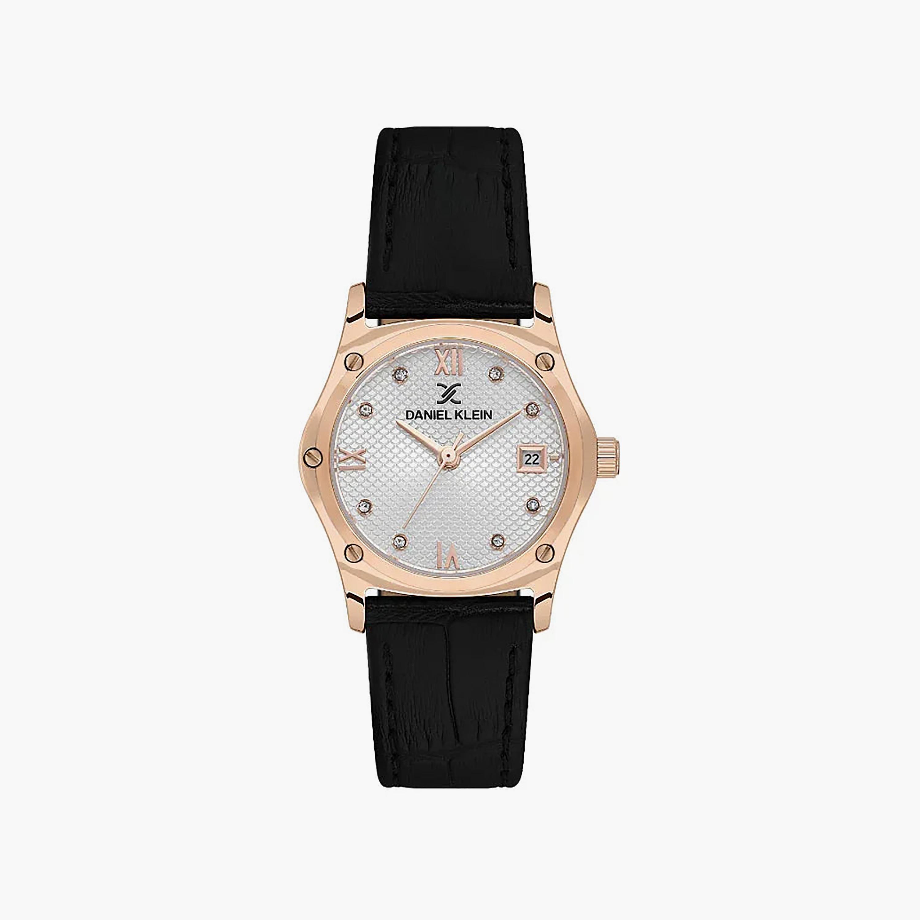 ساعة دانيال كلاين الفاخرة للنساء، مصنوعة من الجلد البني الداكن | DK.1.14270-5-women-watchesandjewellery-watches-image-1