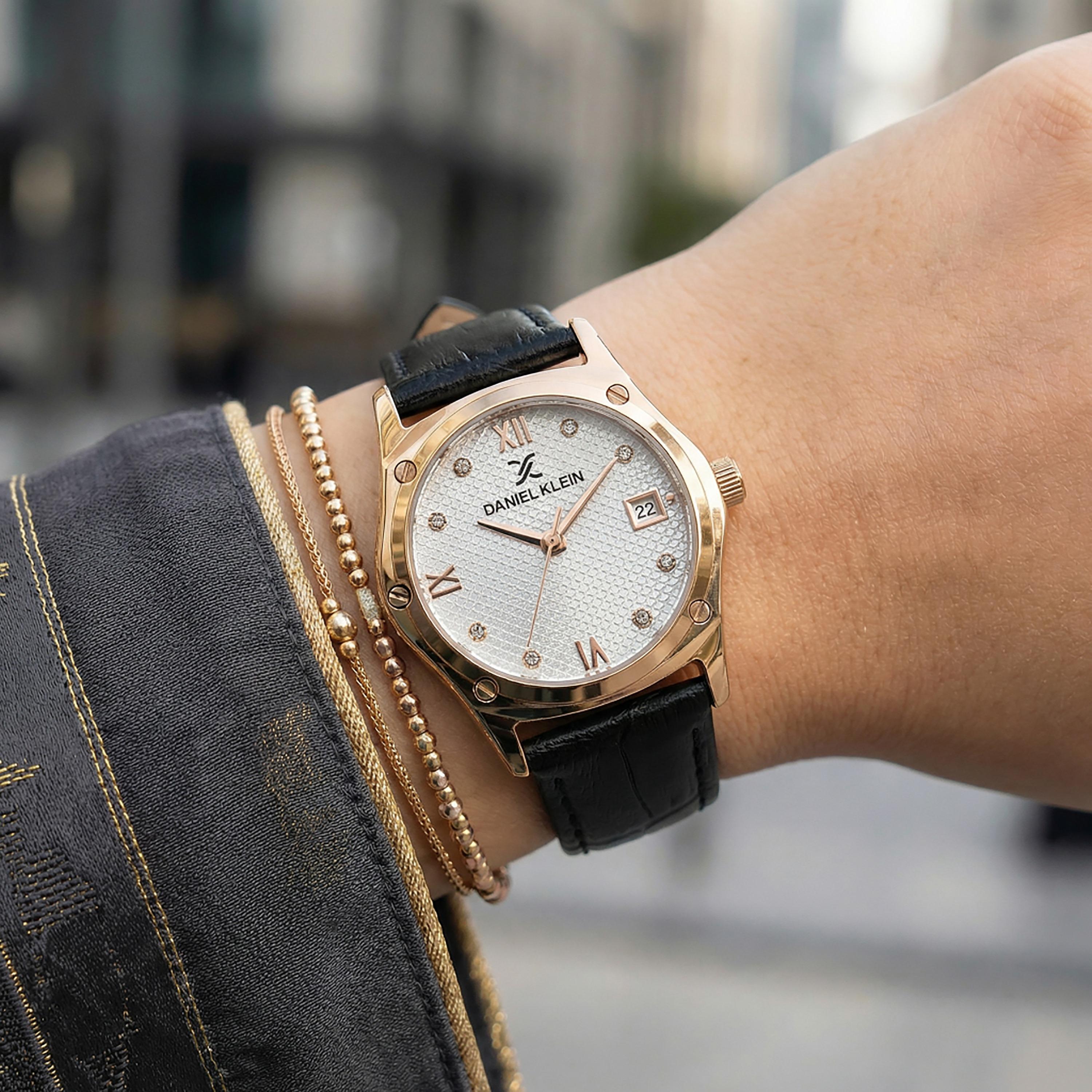 ساعة دانيال كلاين الفاخرة للنساء، مصنوعة من الجلد البني الداكن | DK.1.14270-5-women-watchesandjewellery-watches-image-3