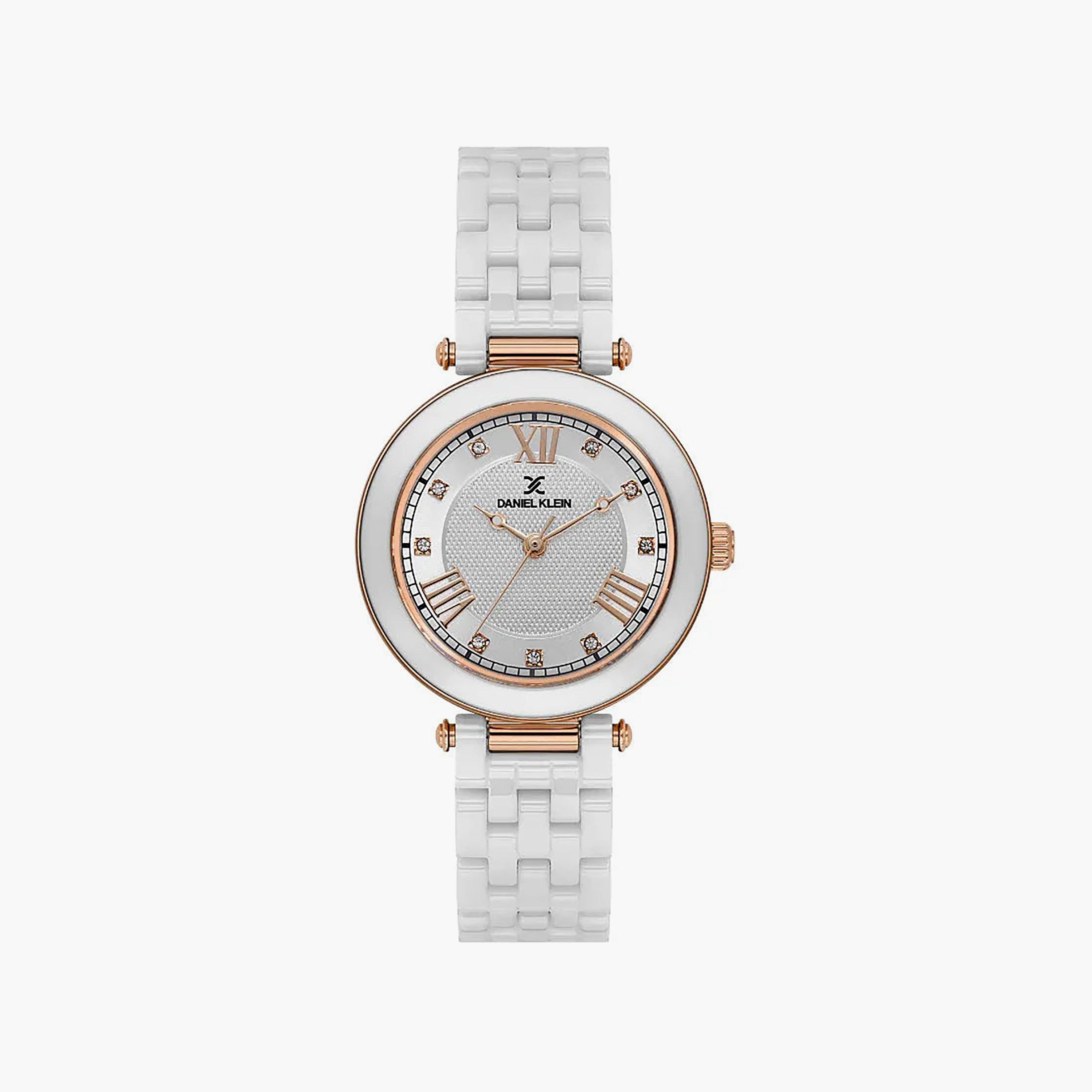 ساعة دانيال كلاين النسائية الفاخرة بسوار من السيراميك الأبيض | DK.1.14282-1-women-watchesandjewellery-watches-image-1