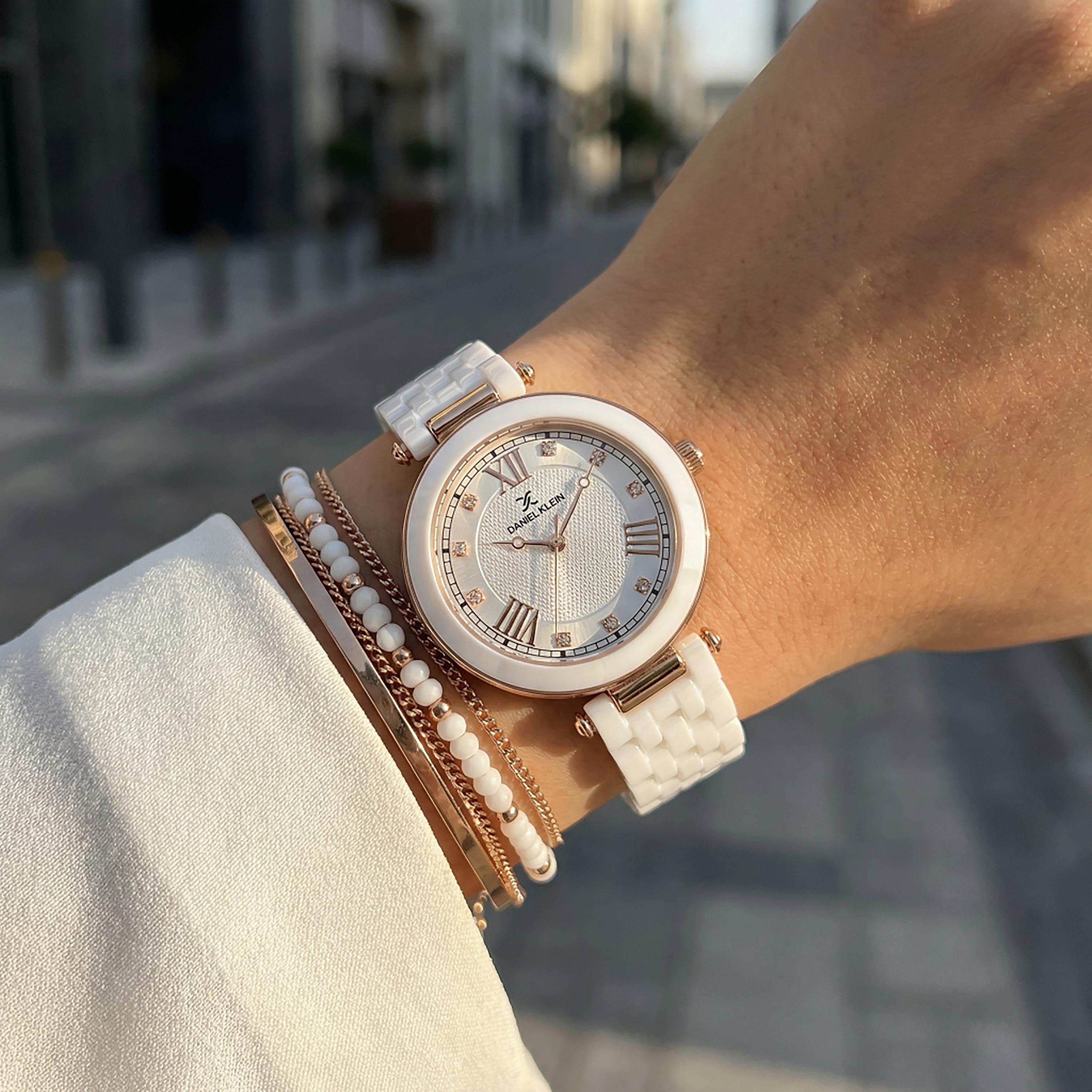 ساعة دانيال كلاين النسائية الفاخرة بسوار من السيراميك الأبيض | DK.1.14282-1-women-watchesandjewellery-watches-image-5