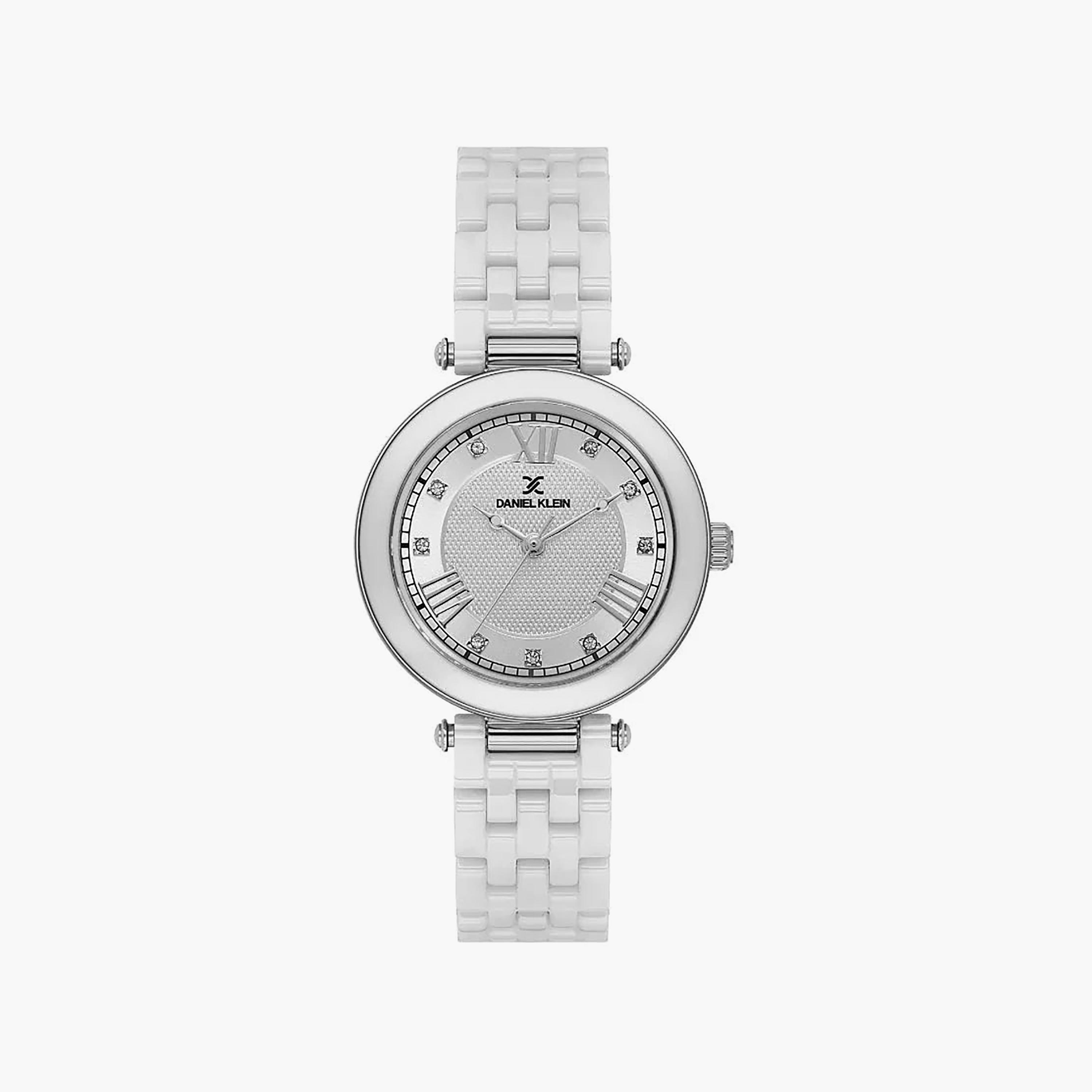 ساعة دانيال كلاين النسائية الفاخرة بسوار من السيراميك الأبيض | DK.1.14282-2-women-watchesandjewellery-watches-image-1