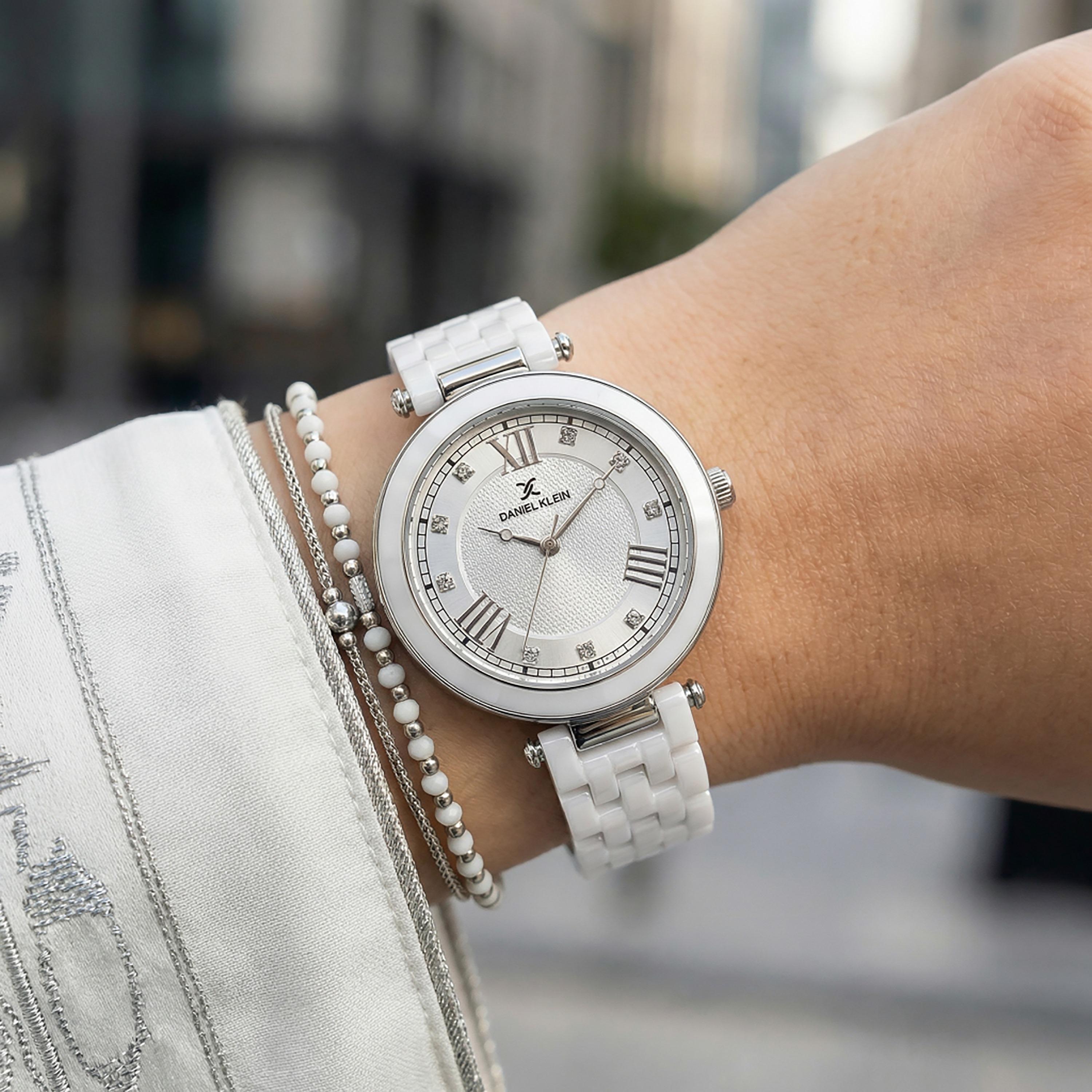 ساعة دانيال كلاين النسائية الفاخرة بسوار من السيراميك الأبيض | DK.1.14282-2-women-watchesandjewellery-watches-image-3