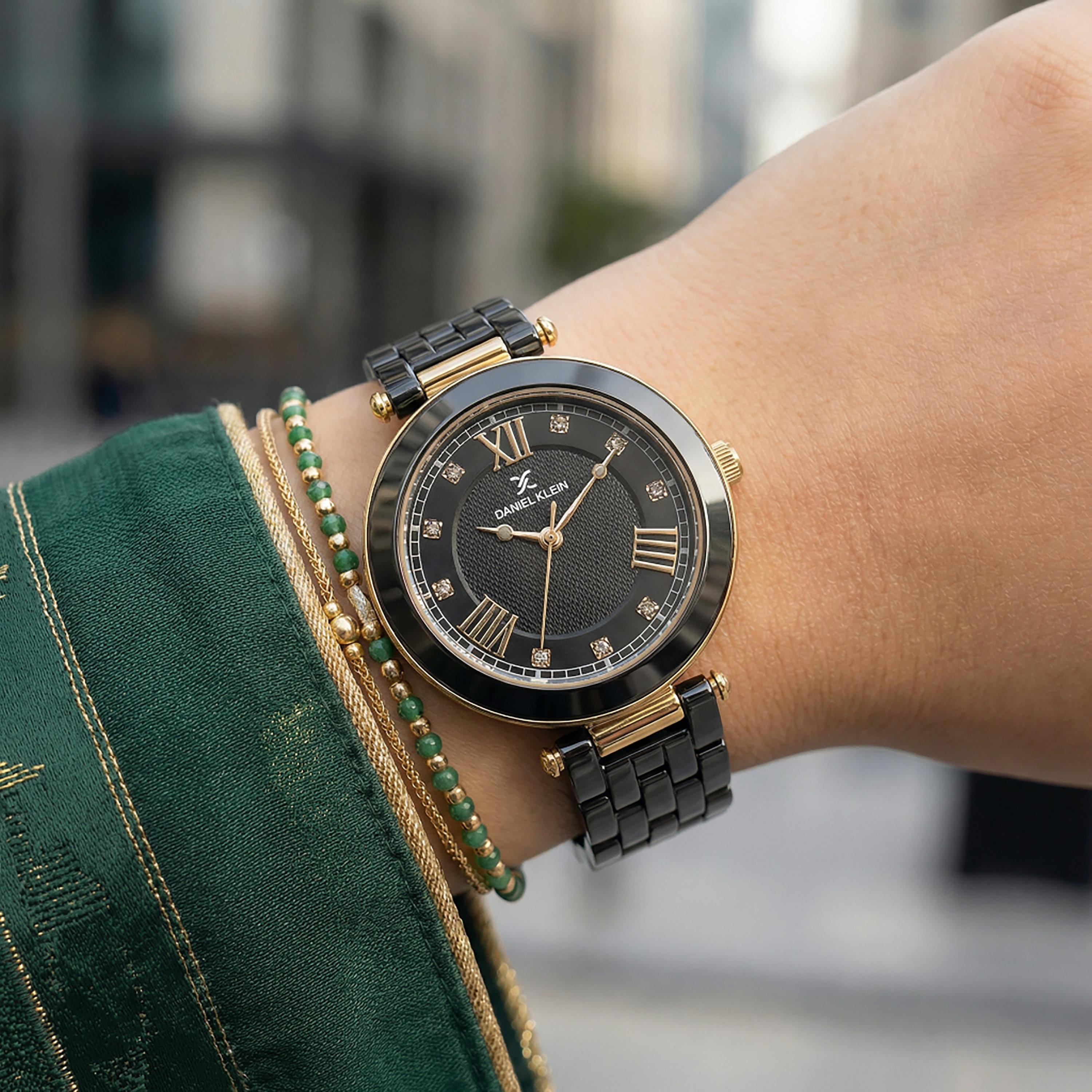 ساعة دانيال كلاين النسائية الفاخرة بسوار من السيراميك الأسود | DK.1.14282-3-women-watchesandjewellery-watches-image-3
