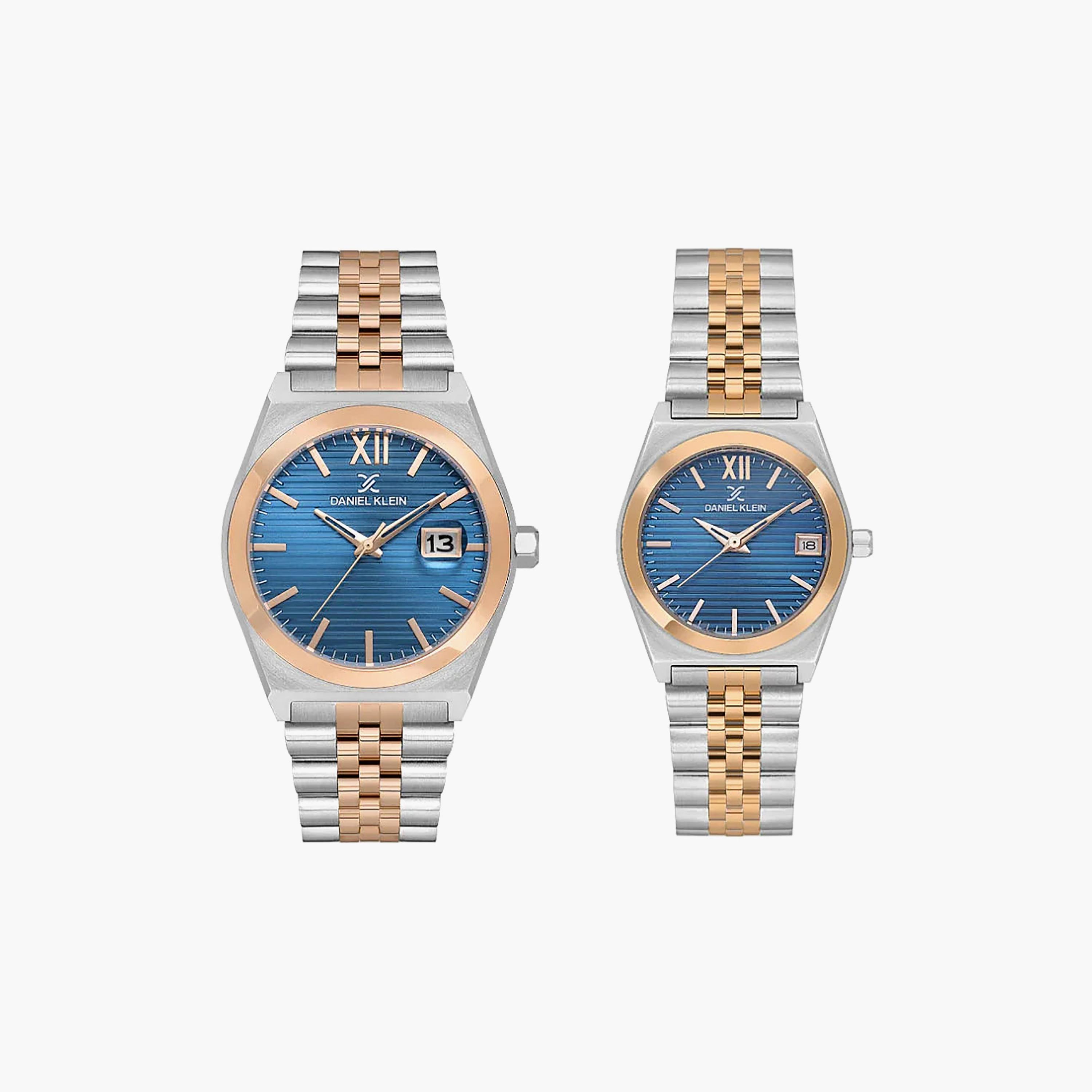 Daniel Klein Pair Silver and Rose Gold Stainless Steel Watch for Couple | DK.1.14283-5-men-watchesandjewellery-watches-image-1