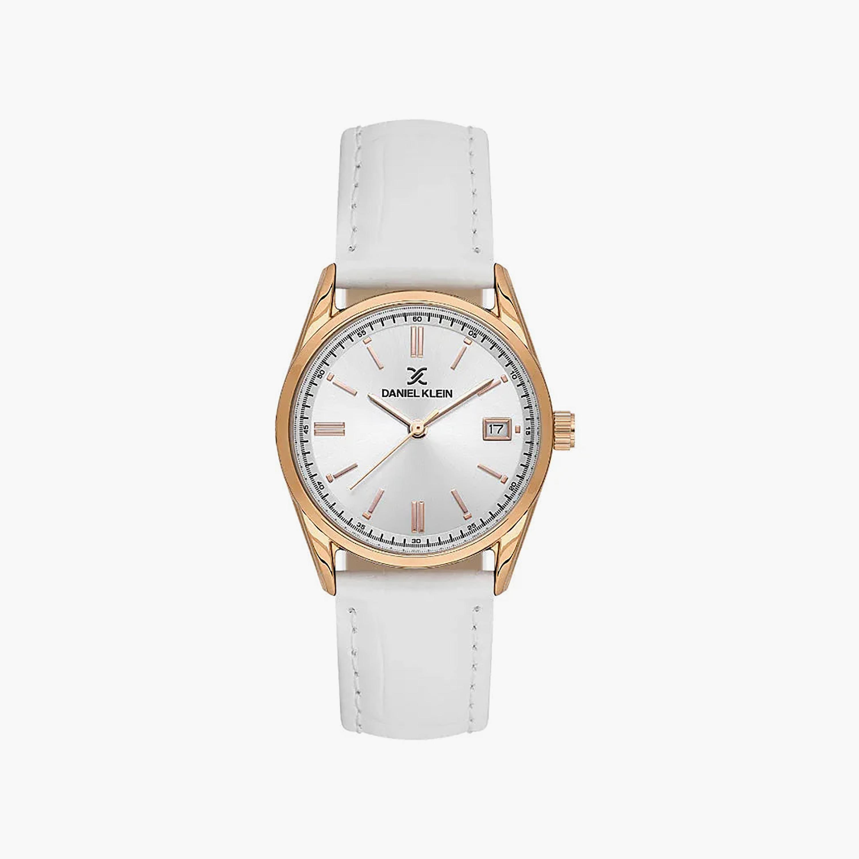 ساعة دانيال كلاين الفاخرة من الجلد الأبيض للنساء | DK.6.14135-5-women-watchesandjewellery-watches-image-1