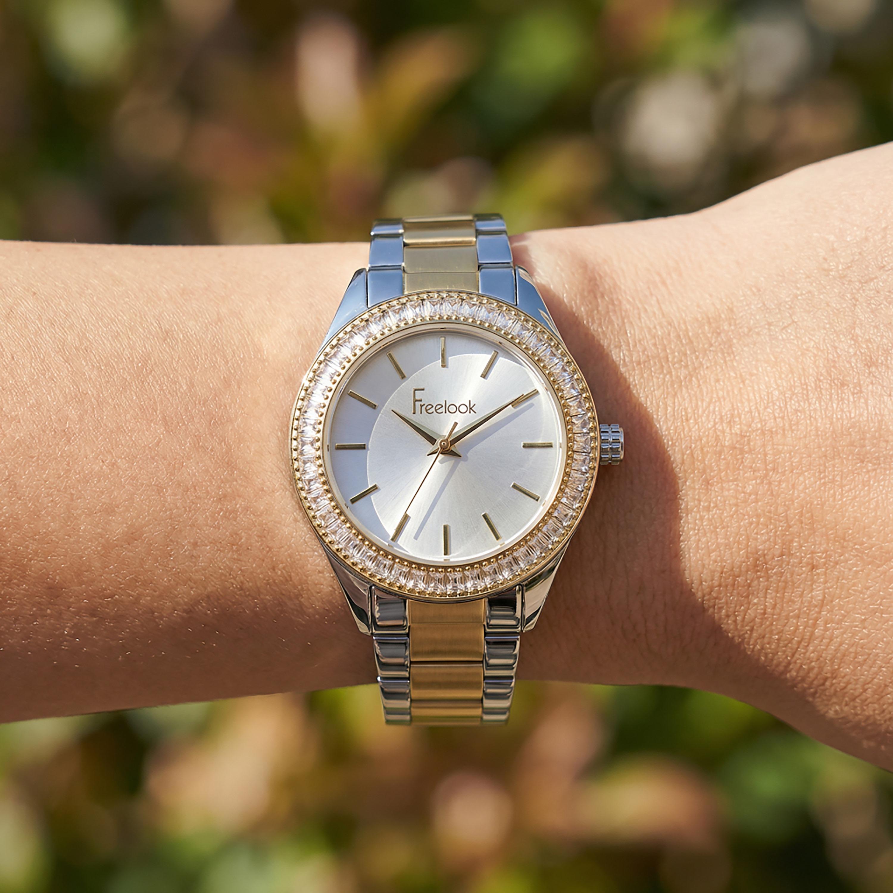 Freelook Lumiere Silver and Gold Stainless Steel Watch for Women | FL.1.10519-6-women-watchesandjewellery-watches-image-3