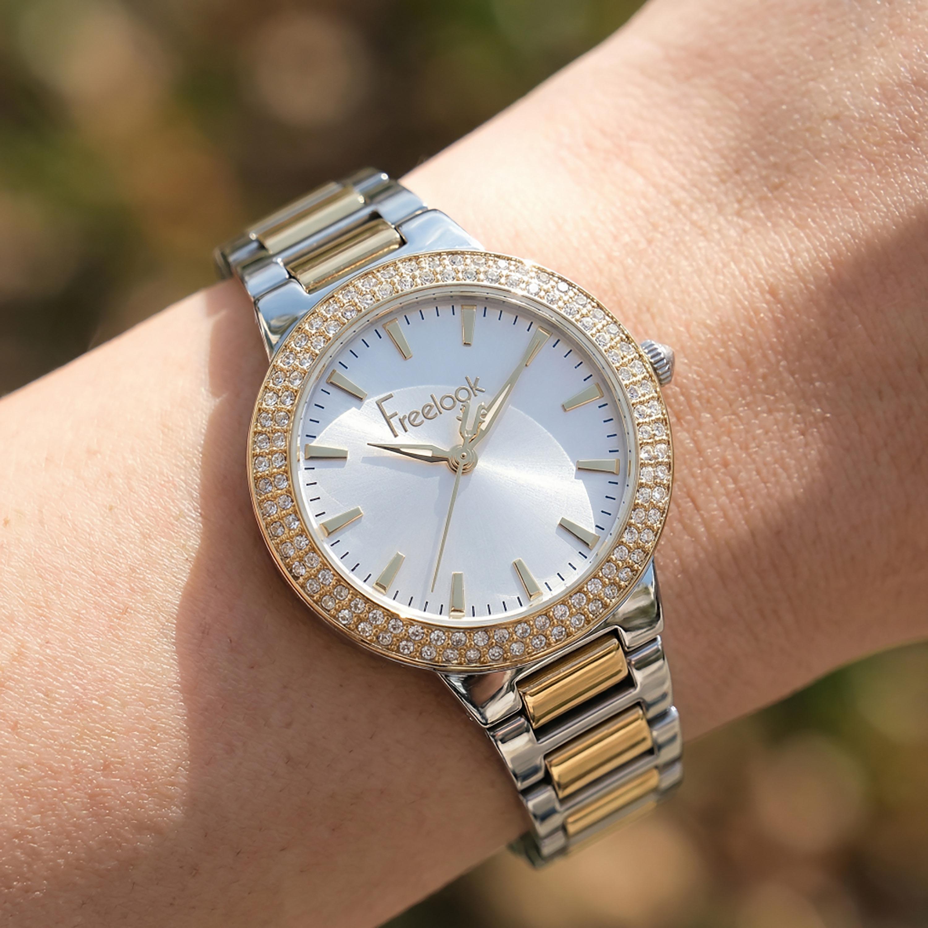Freelook Charmant Silver and Gold Stainless Steel Watch for Women | FL.1.10523-4-women-watchesandjewellery-watches-image-3