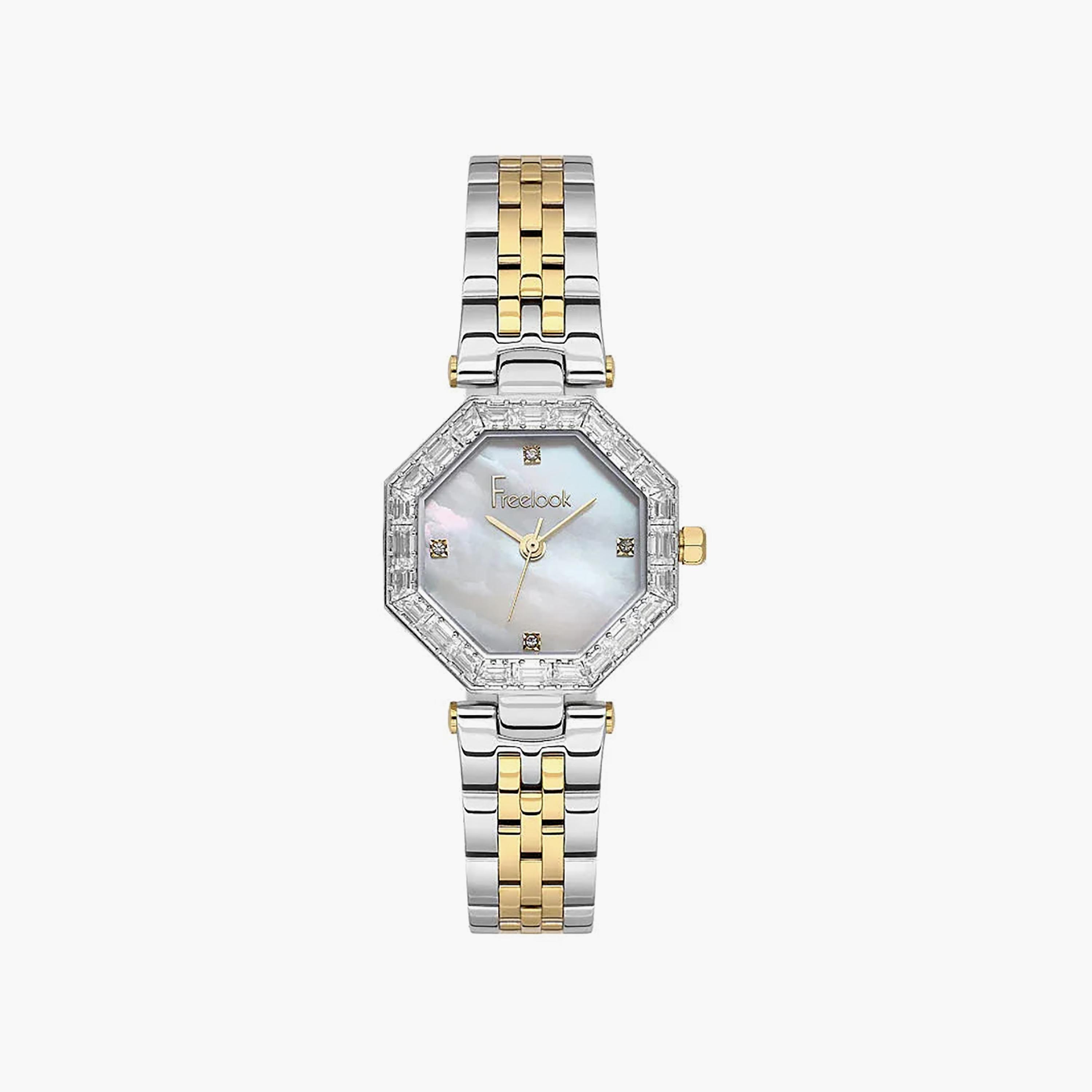 Freelook Lumiere Silver and Gold Stainless Steel Watch for Women | FL.1.10529-4-women-watchesandjewellery-watches-image-1