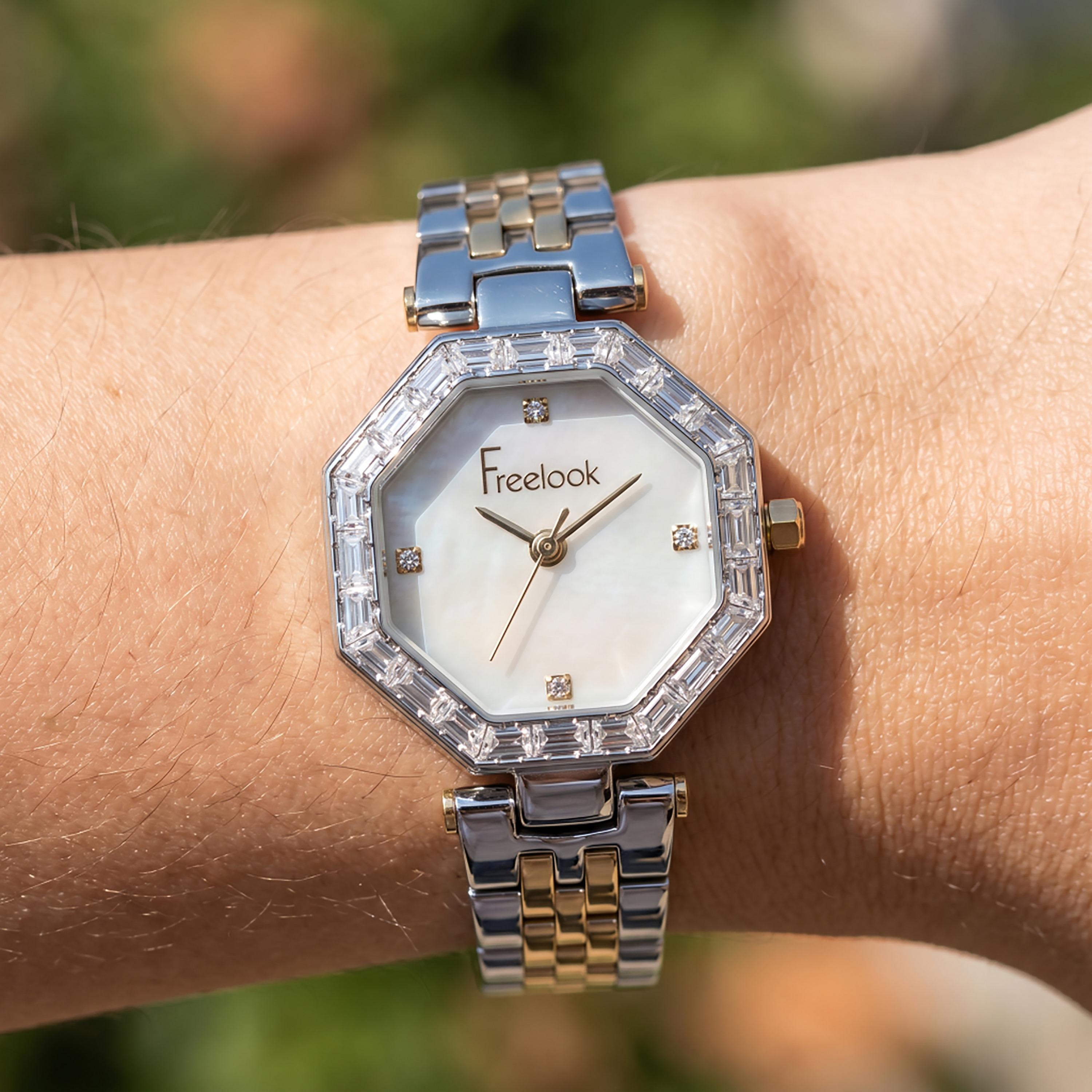 Freelook Lumiere Silver and Gold Stainless Steel Watch for Women | FL.1.10529-4-women-watchesandjewellery-watches-image-3