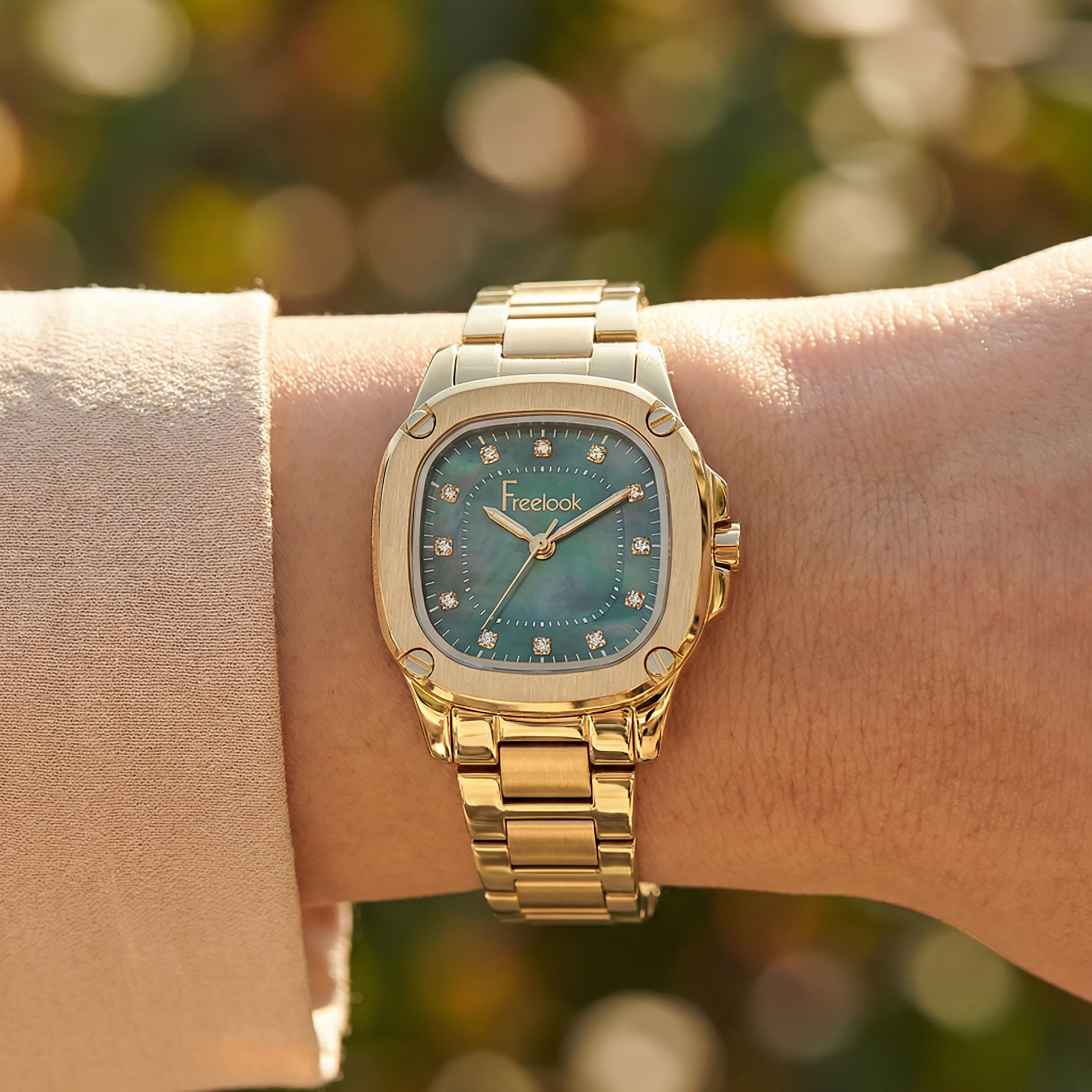 Freelook Jolie Gold Stainless Steel Watch for Women | FL.1.10531-3-women-watchesandjewellery-watches-image-3
