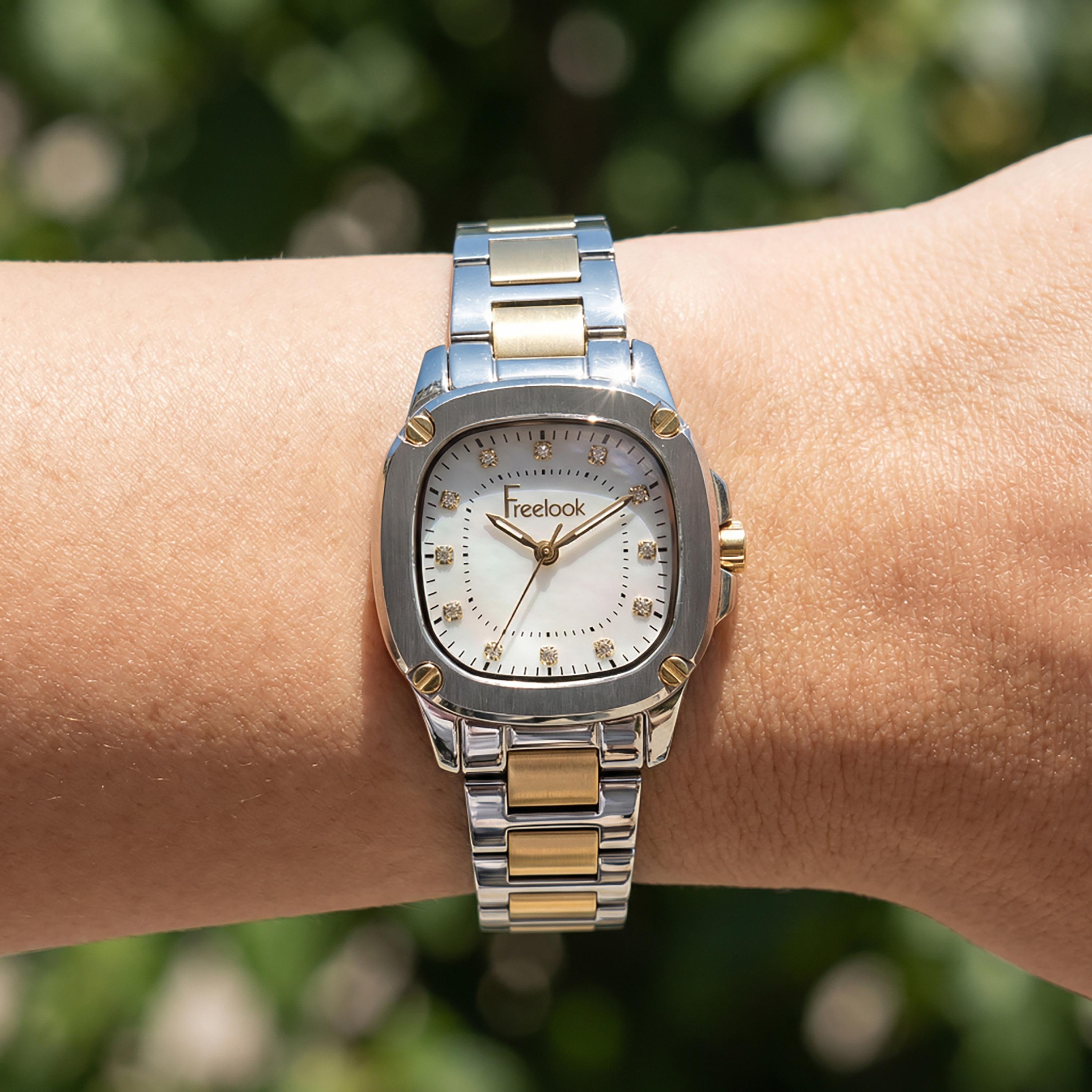 Freelook Jolie Silver and Gold Stainless Steel Watch for Women | FL.1.10531-4-women-watchesandjewellery-watches-image-3