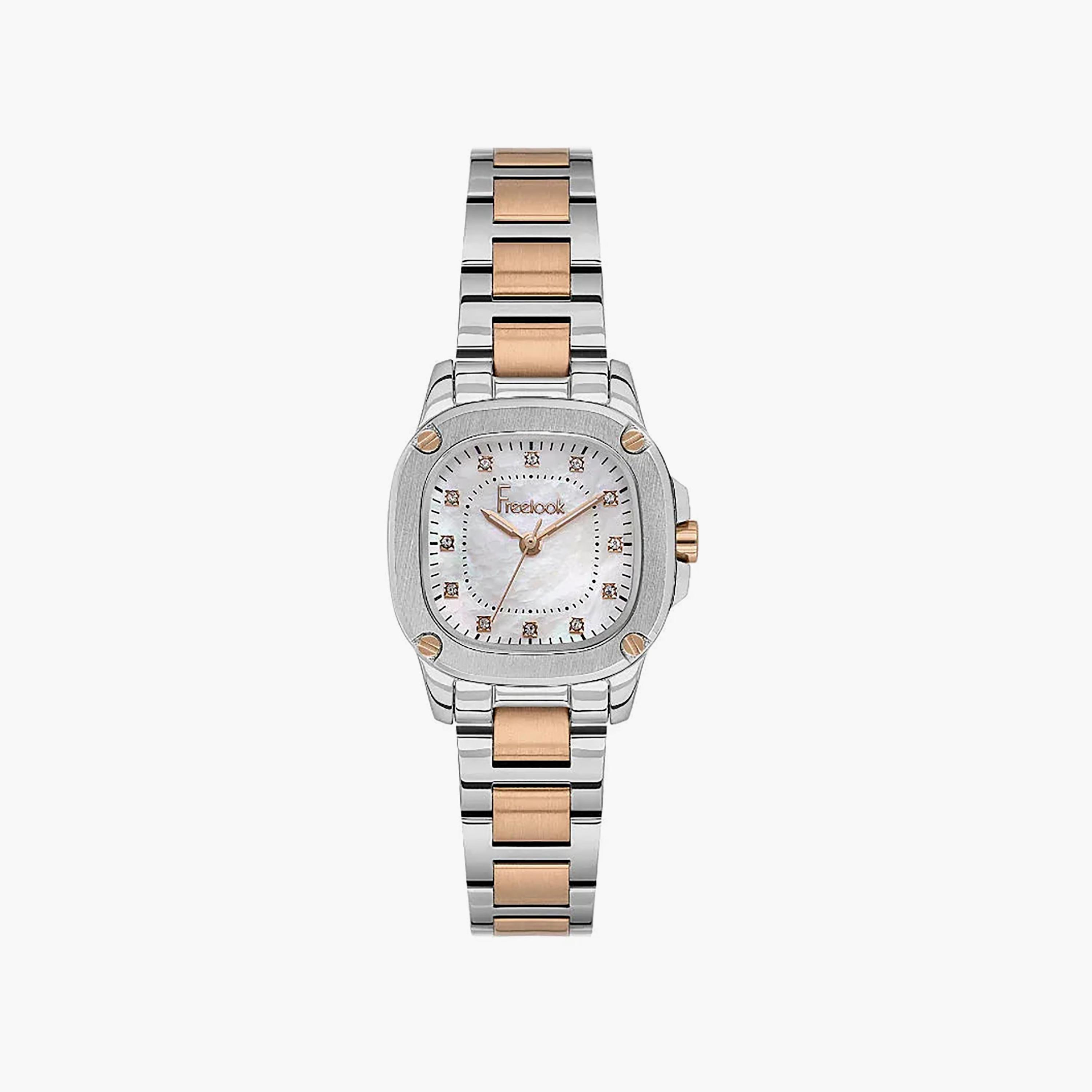 Freelook Jolie Silver and Rose Gold Stainless Steel Watch for Women | FL.1.10531-5-women-watchesandjewellery-watches-image-1