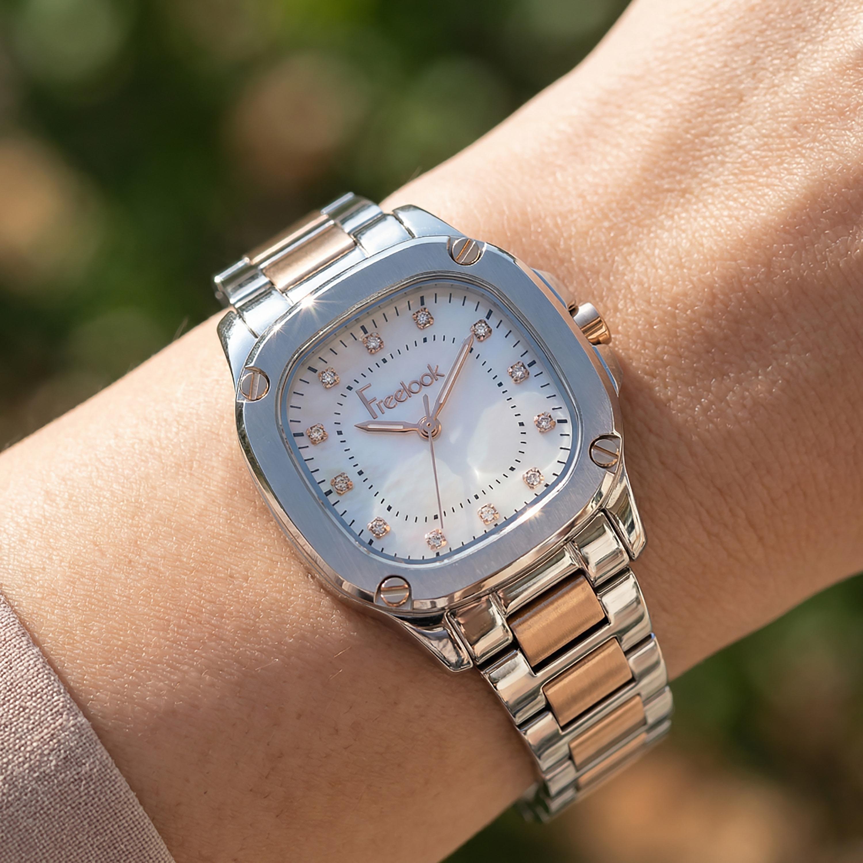 Freelook Jolie Silver and Rose Gold Stainless Steel Watch for Women | FL.1.10531-5-women-watchesandjewellery-watches-image-3